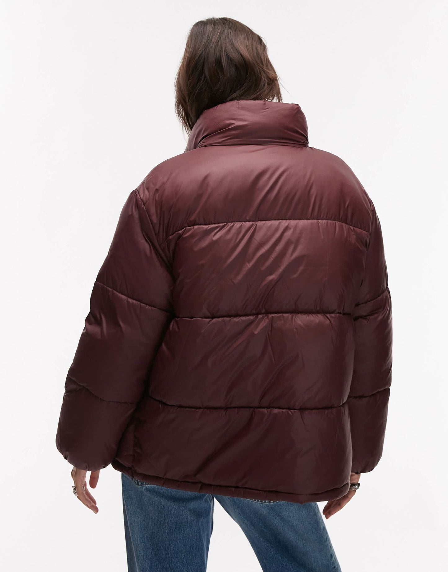Mango oversized relaxed collar puffer coat in burgundy - ASOS Sample Sale EU Store