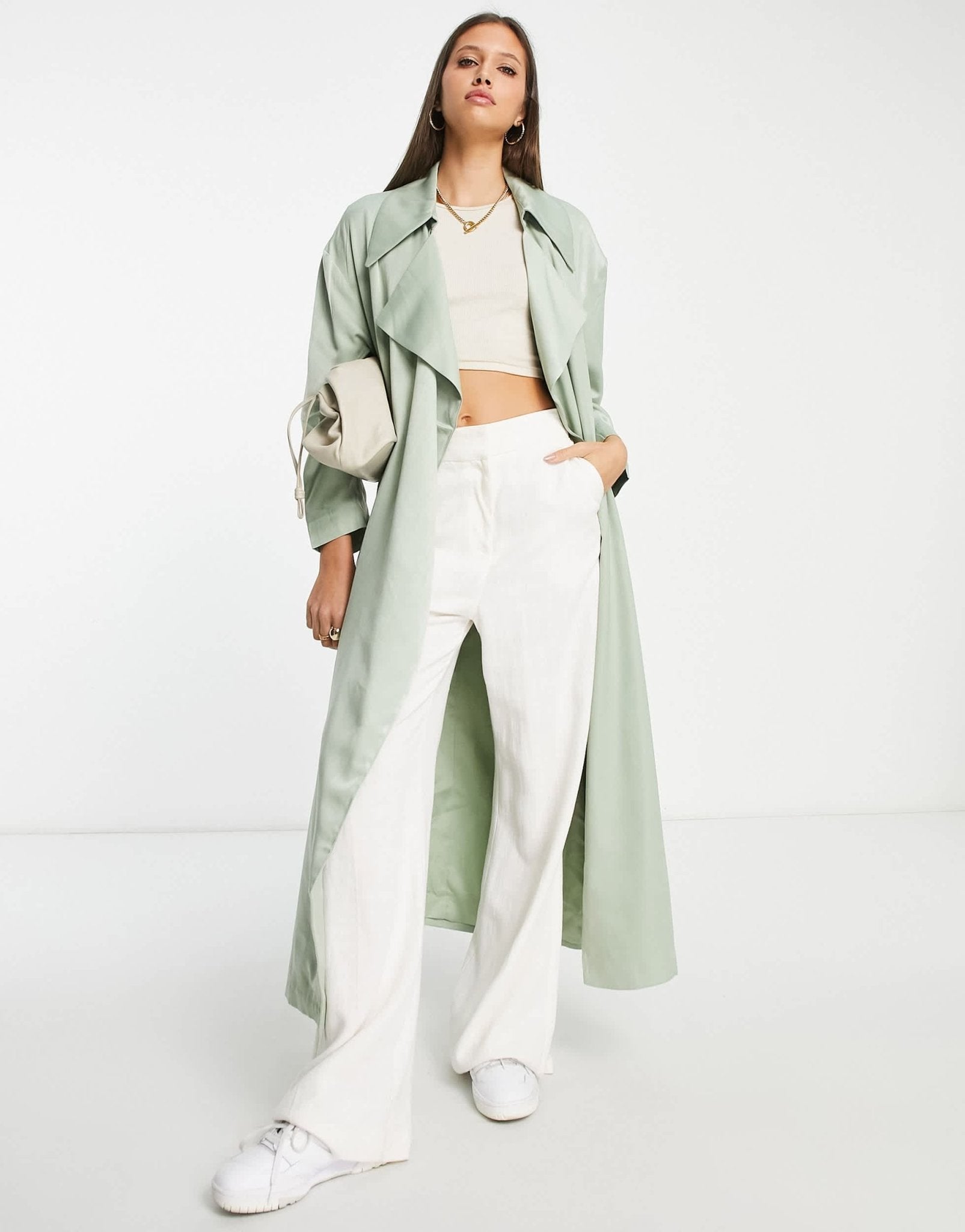 Mango oversized trench coat in sage - ASOS Sample Sale EU Store