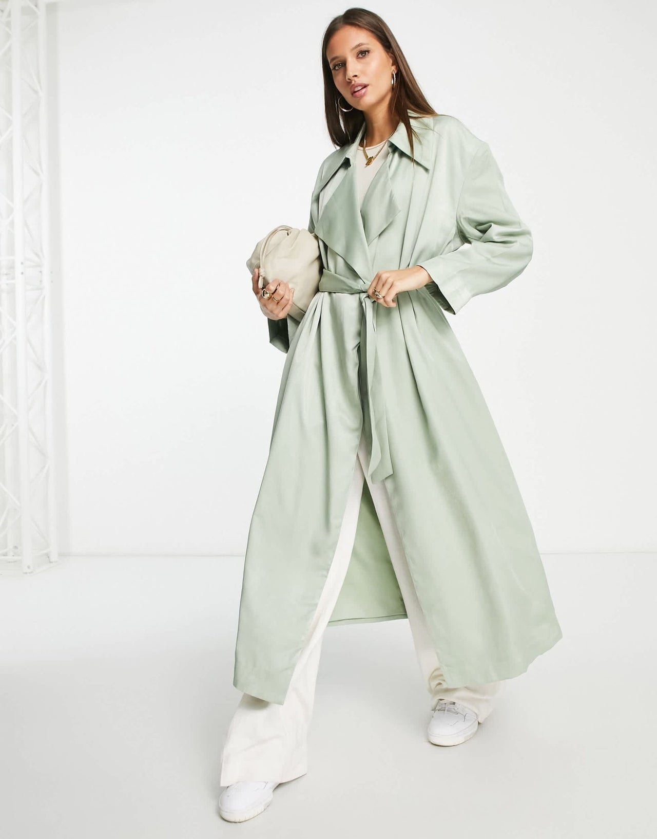 Mango oversized trench coat in sage - ASOS Sample Sale EU Store