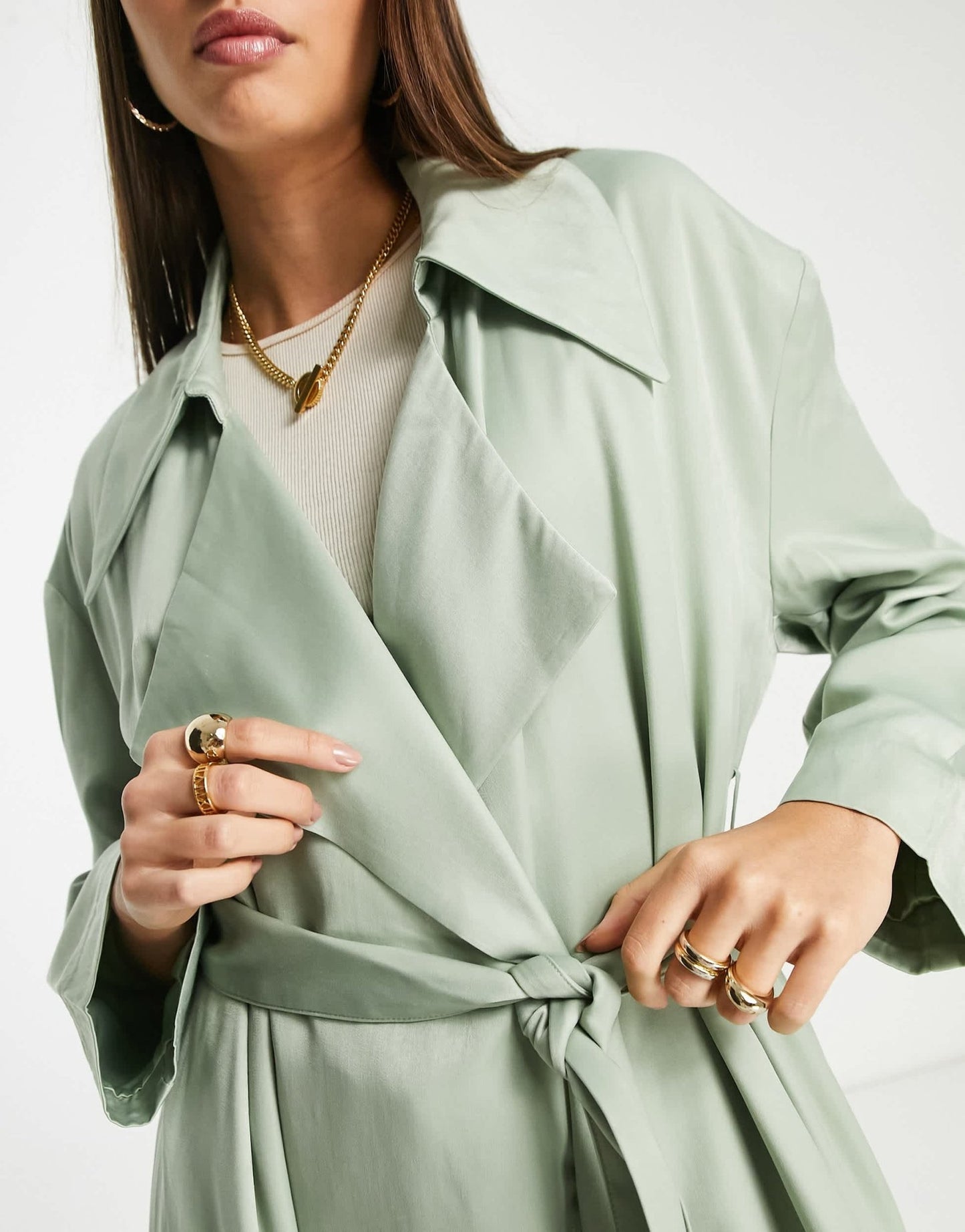 Mango oversized trench coat in sage - ASOS Sample Sale EU Store