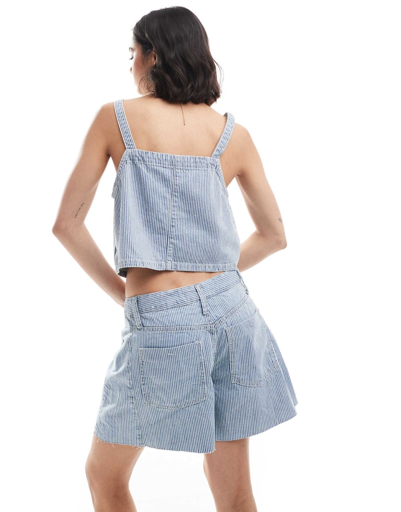 Mango pinstripe denim co - ord shorts in light blue - ASOS Sample Sale EU Store