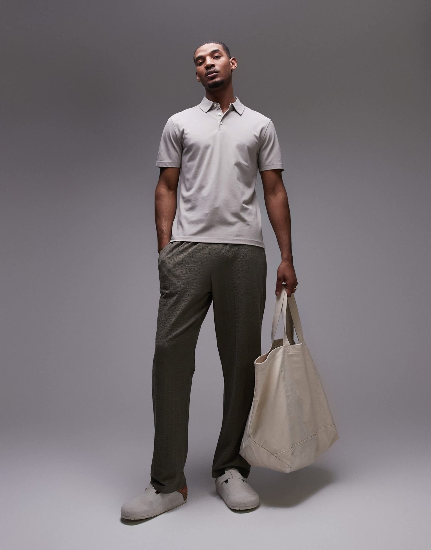 Mango poloshirt in stone - ASOS Sample Sale EU Store