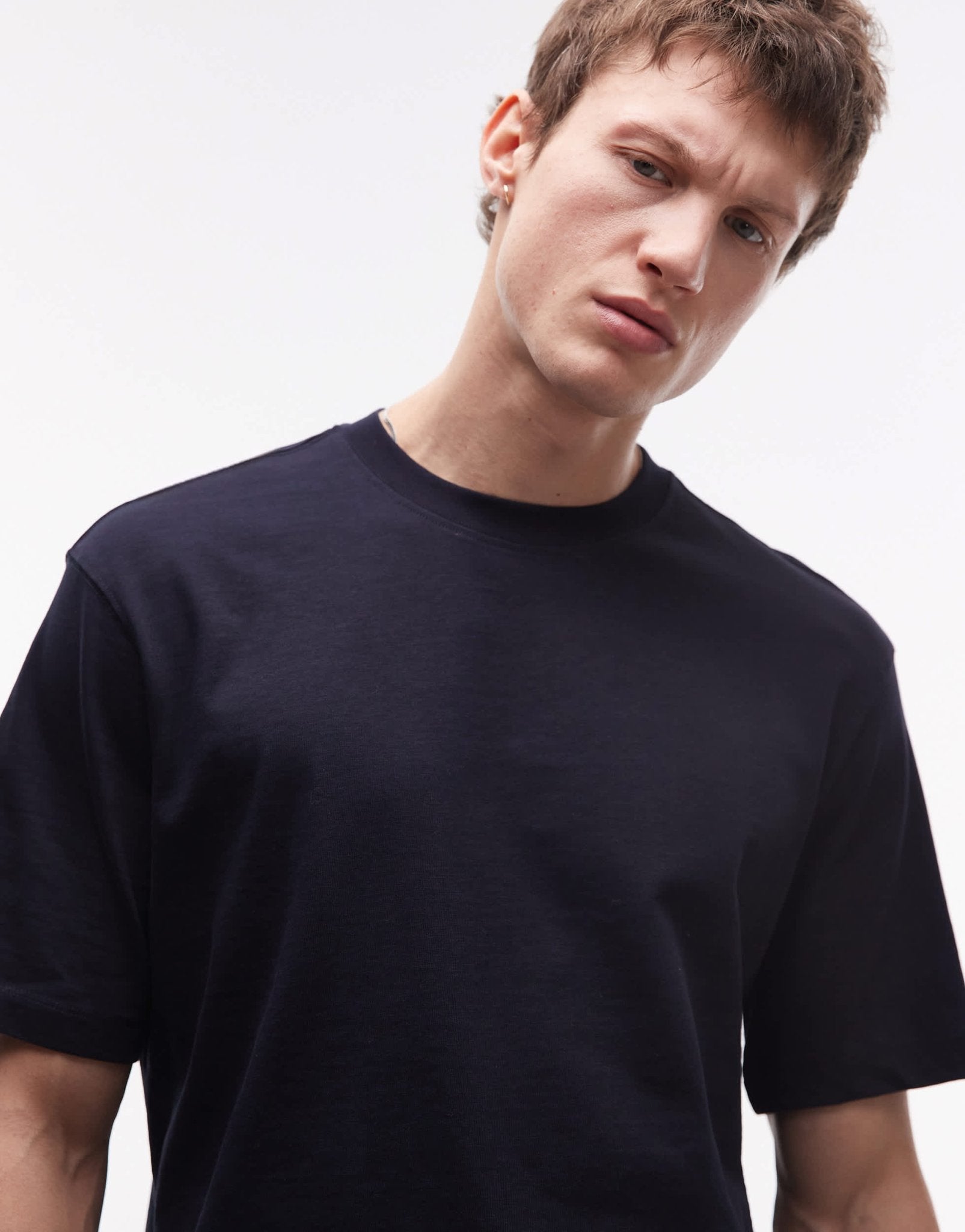 Mango premium cotton regular t-shirt in navy - ASOS Sample Sale EU Store