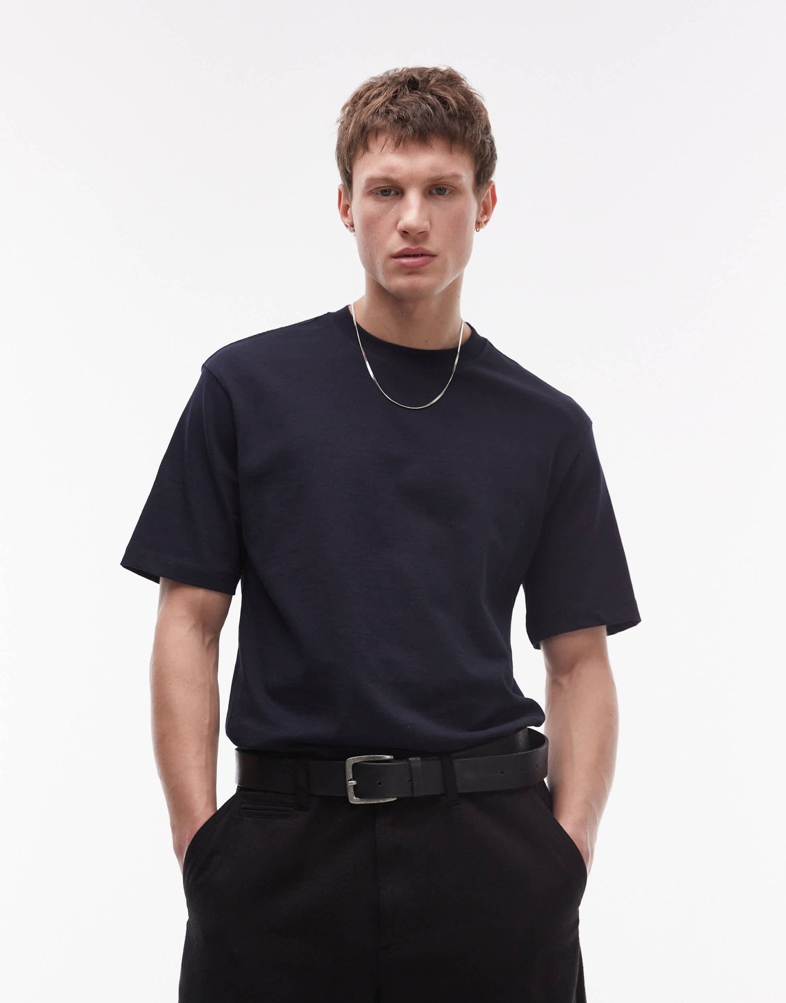 Mango premium cotton regular t-shirt in navy - ASOS Sample Sale EU Store
