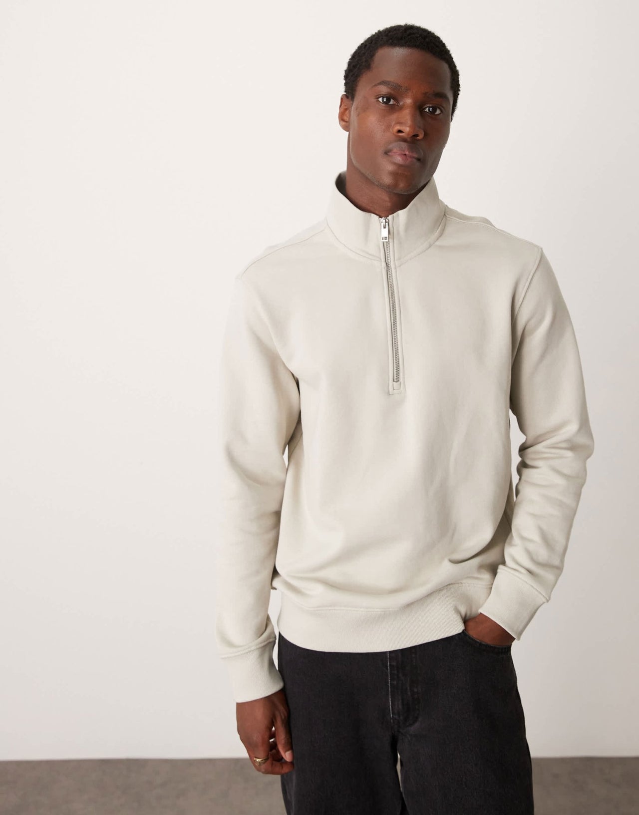 Mango quarter zip sweater in natural - ASOS Sample Sale EU Store