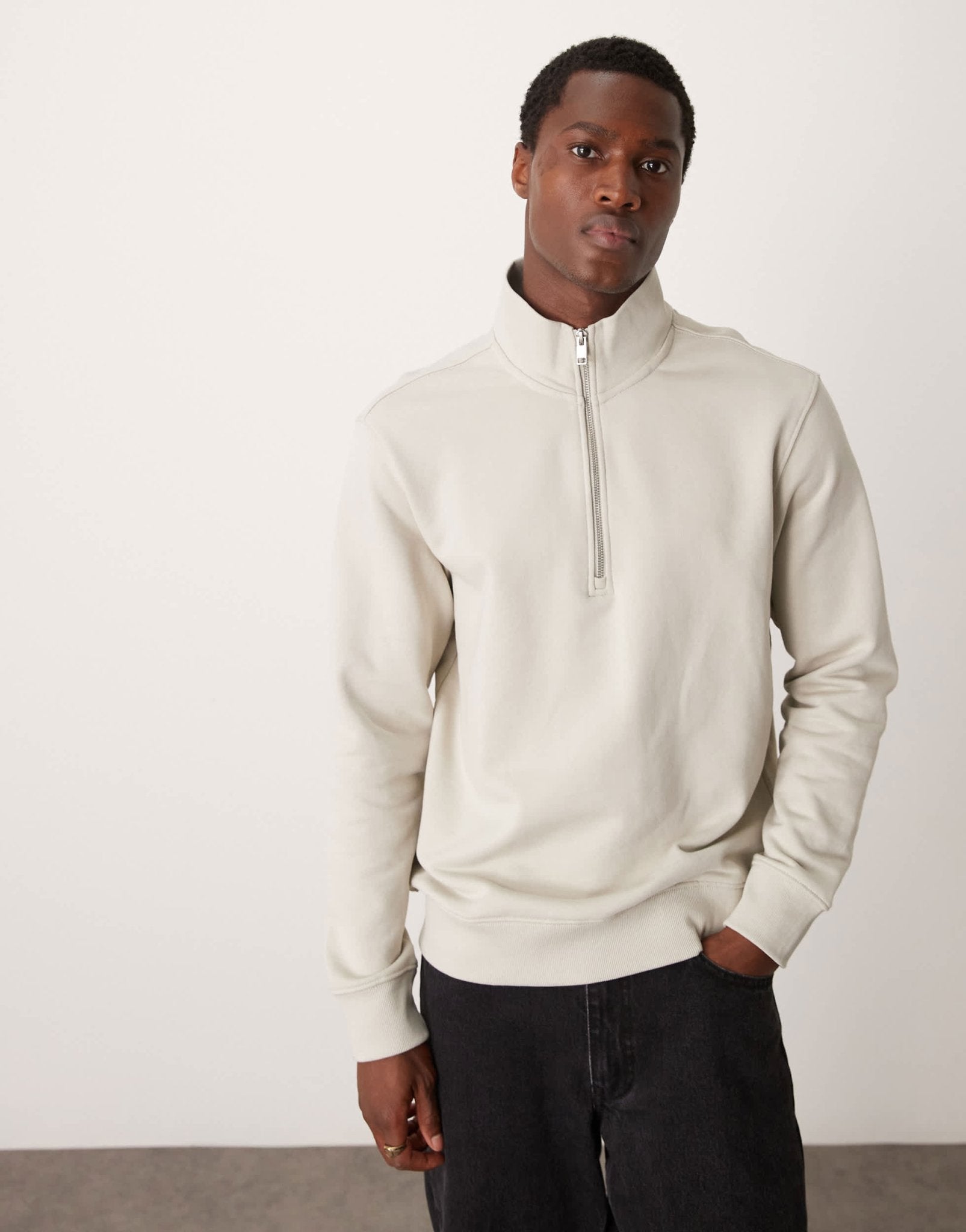 Mango quarter zip sweater in natural - ASOS Sample Sale EU Store