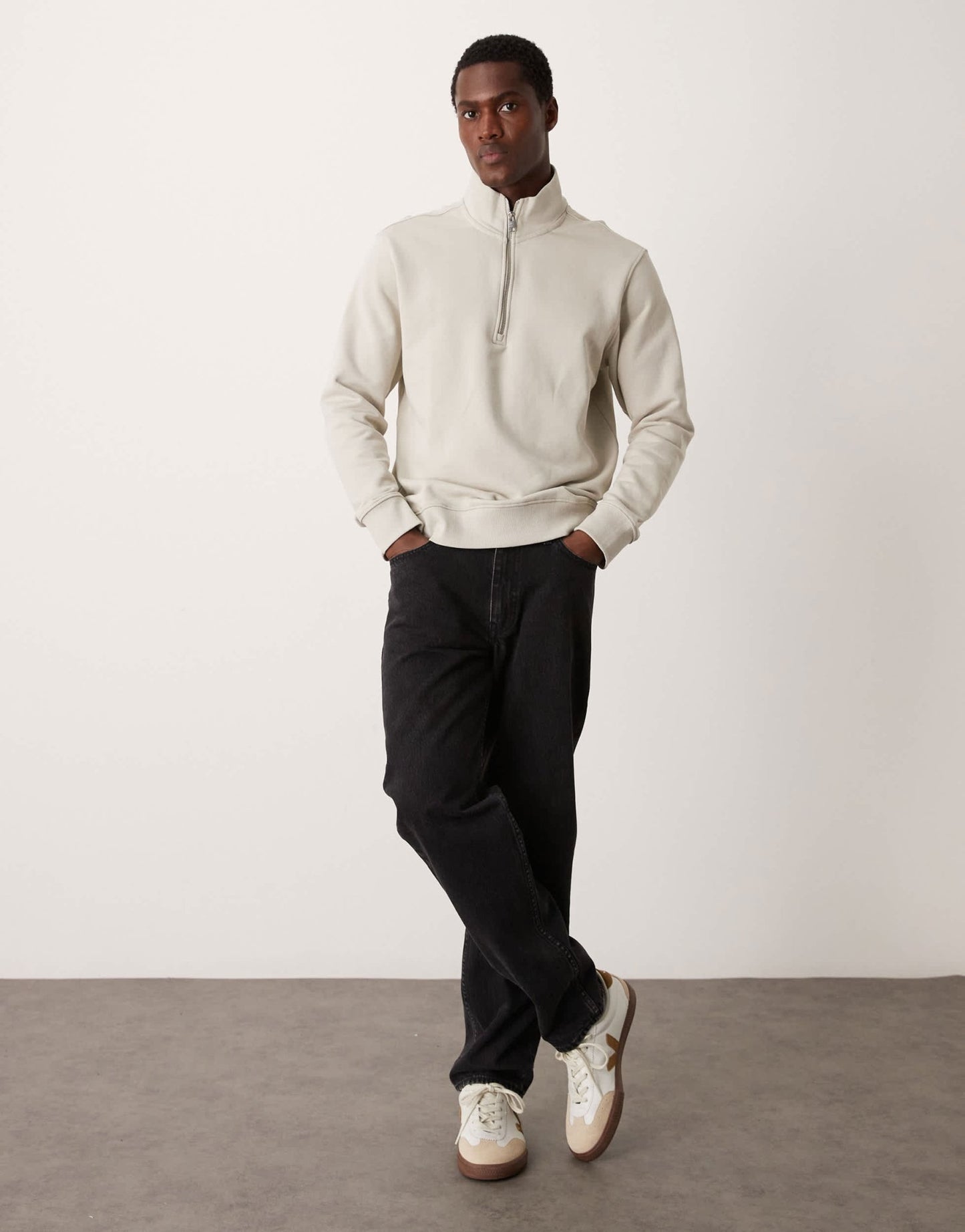 Mango quarter zip sweater in natural - ASOS Sample Sale EU Store