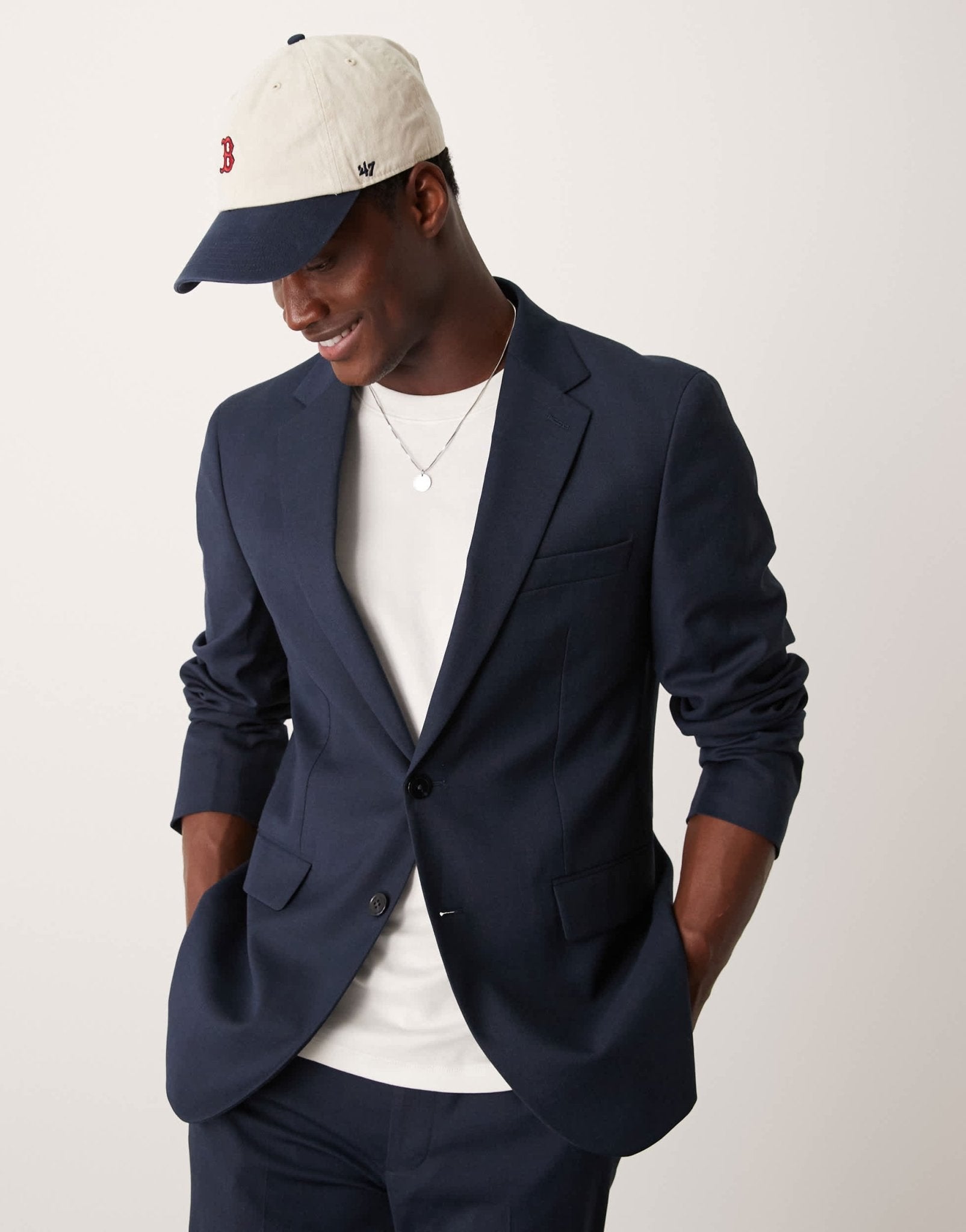Mango regular fit suit blazer in navy - ASOS Sample Sale EU Store