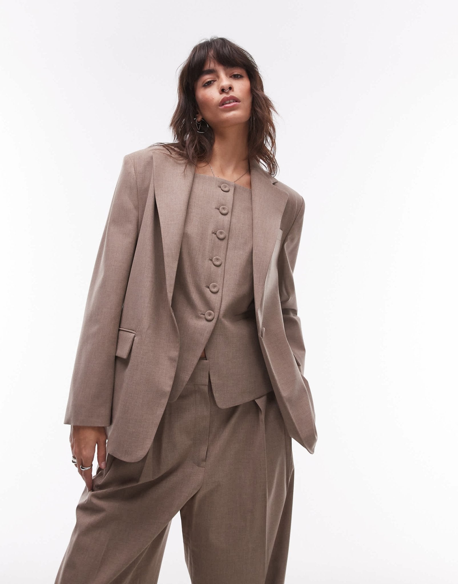 Mango relaxed blazer co - ord in brown - ASOS Sample Sale EU Store