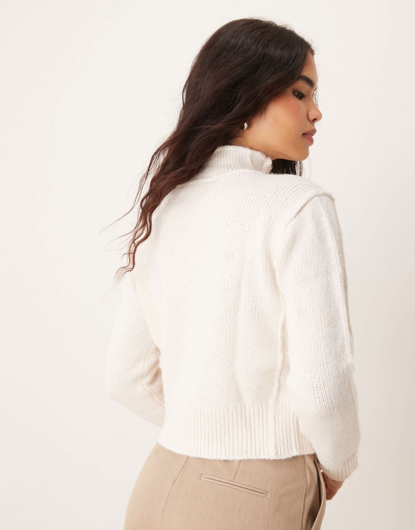 Mango ridged edge high neck jumper in white - ASOS Sample Sale EU Store