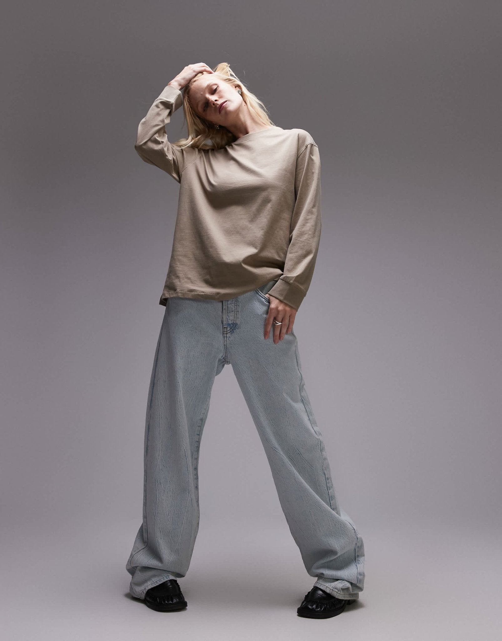 Mango round neck long sleeve t-shirt in beige - ASOS Sample Sale EU Store