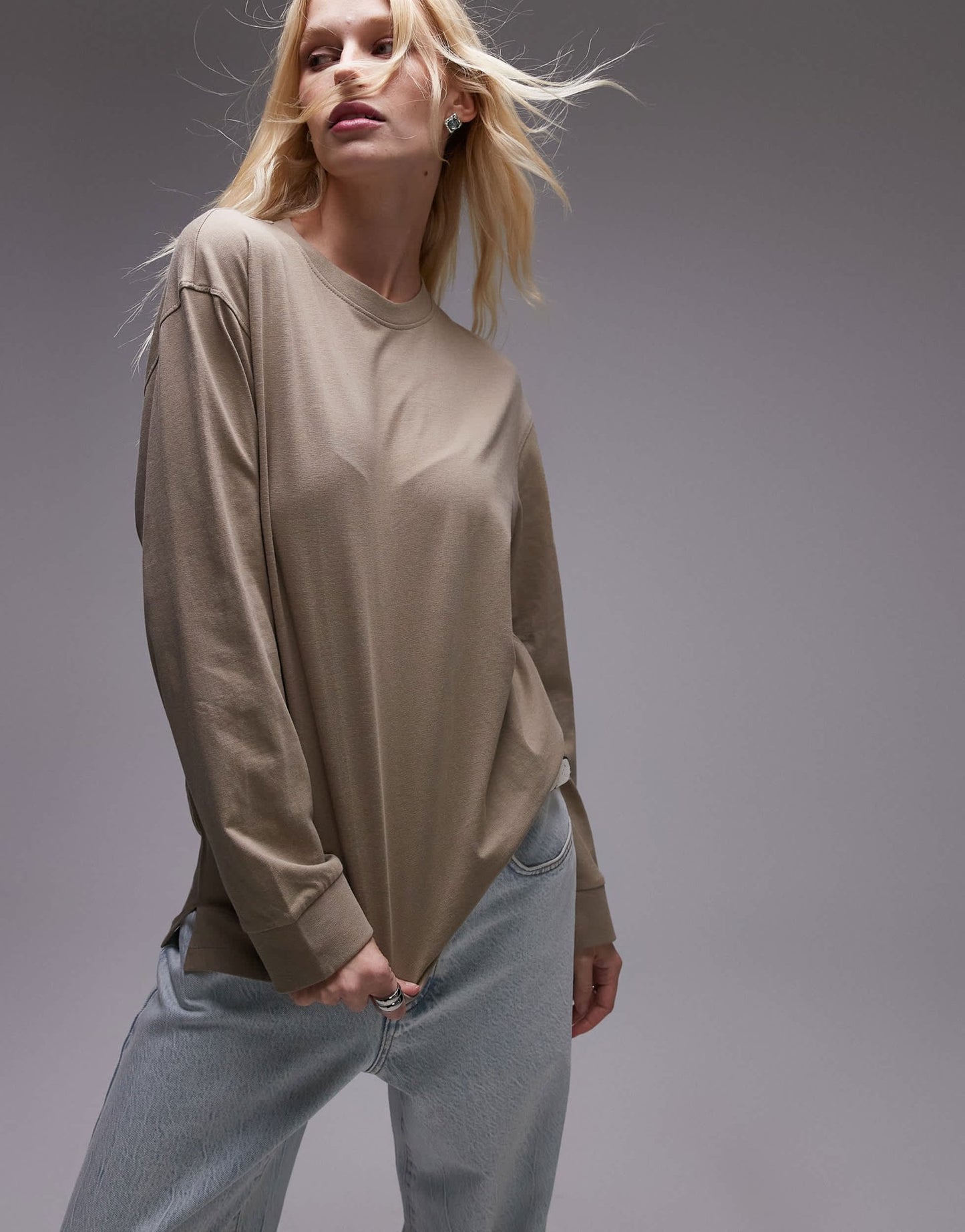 Mango round neck long sleeve t-shirt in beige - ASOS Sample Sale EU Store
