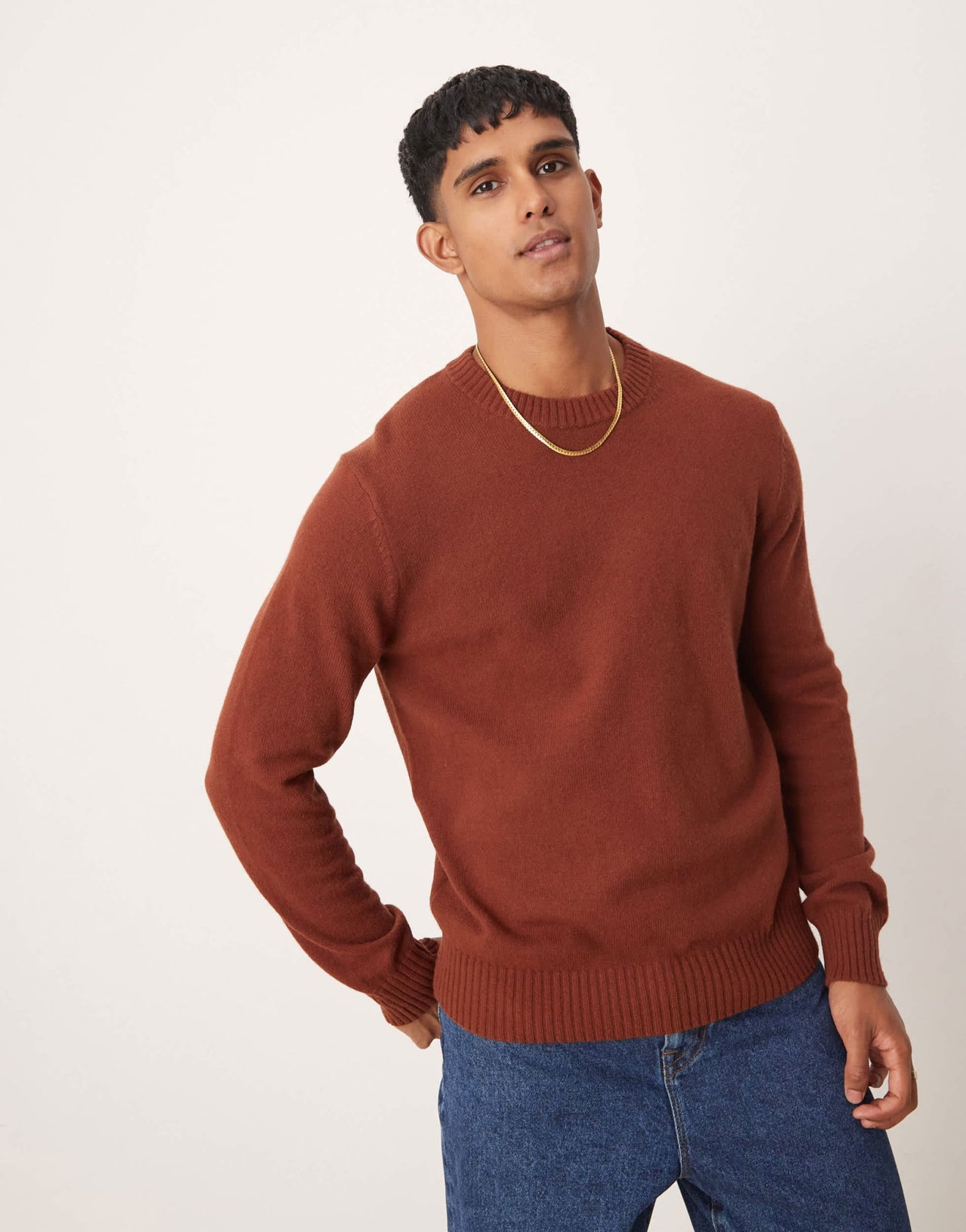 Mango roundneck regular fit wool sweater in burgundy - ASOS Sample Sale EU Store