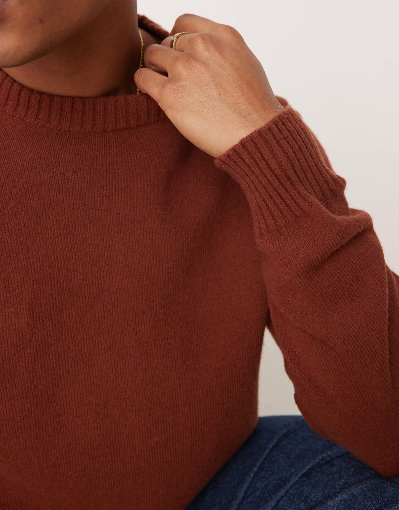 Mango roundneck regular fit wool sweater in burgundy - ASOS Sample Sale EU Store