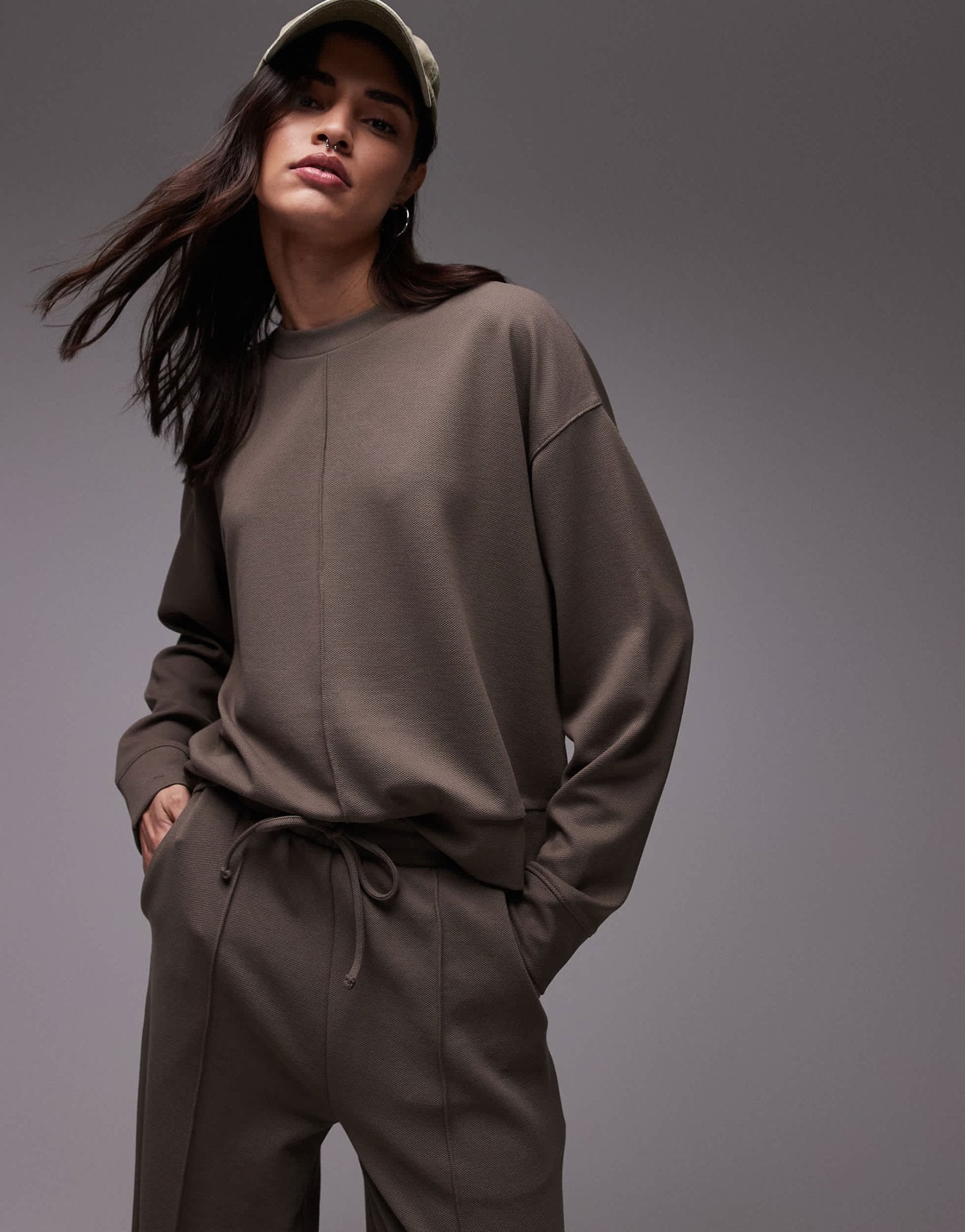 Mango seam front sweatshirt co - ord in light brown - ASOS Sample Sale EU Store