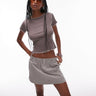 Mango seamed lettuce edge t-shirt in brown