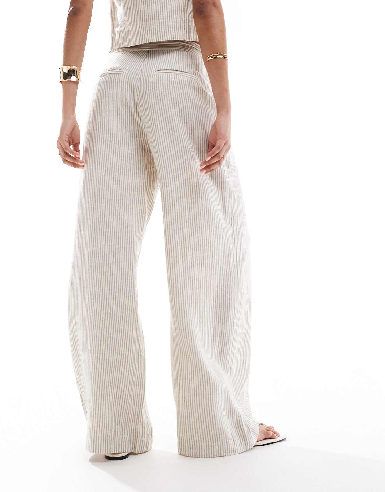 Mango Selection linen mix pinstripe straight leg co - ord trousers in white - ASOS Sample Sale EU Store