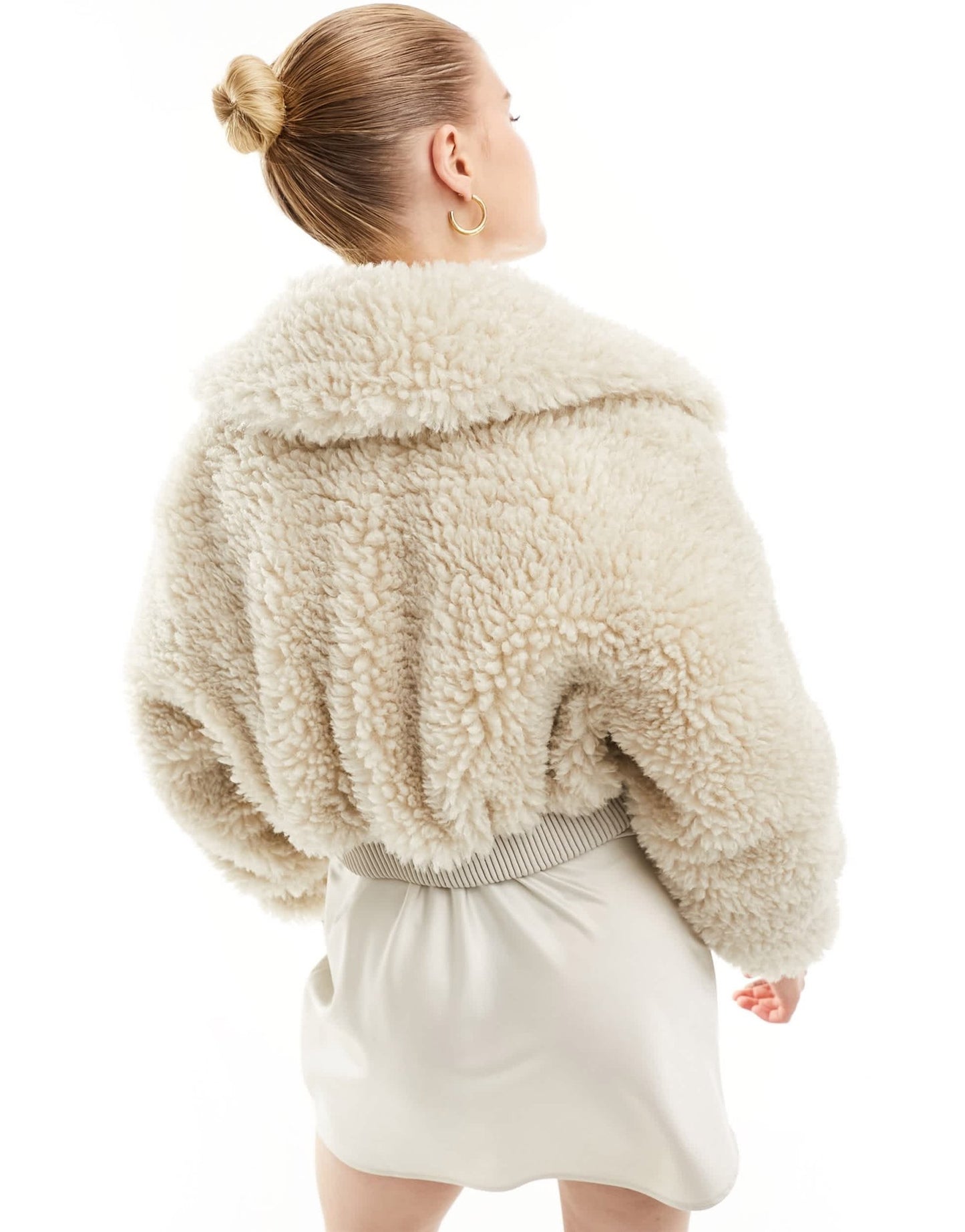 Mango short teddy jacket in beige - ASOS Sample Sale EU Store