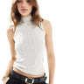 Mango sleeveless high neck vest top in white