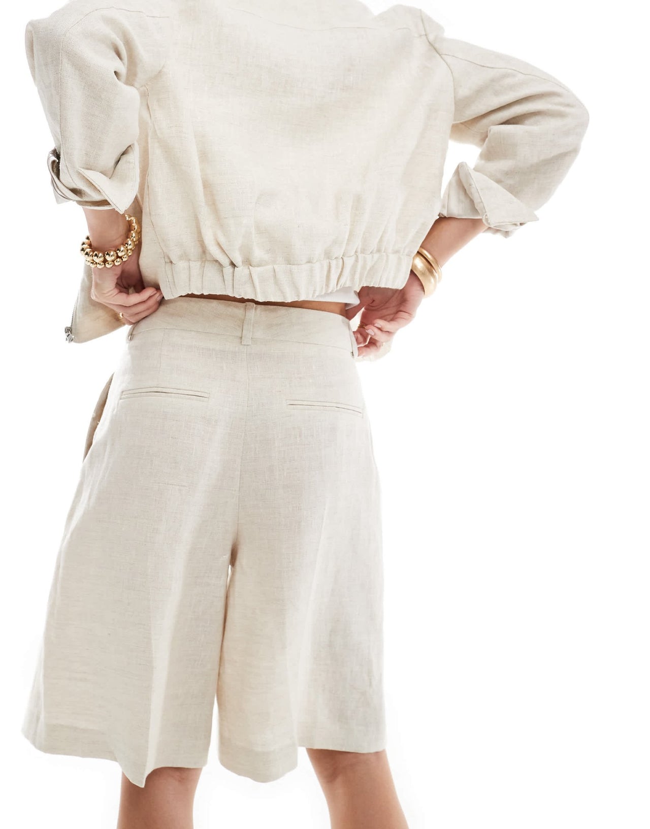 Mango slim linen co - ord shorts in beige - ASOS Sample Sale EU Store