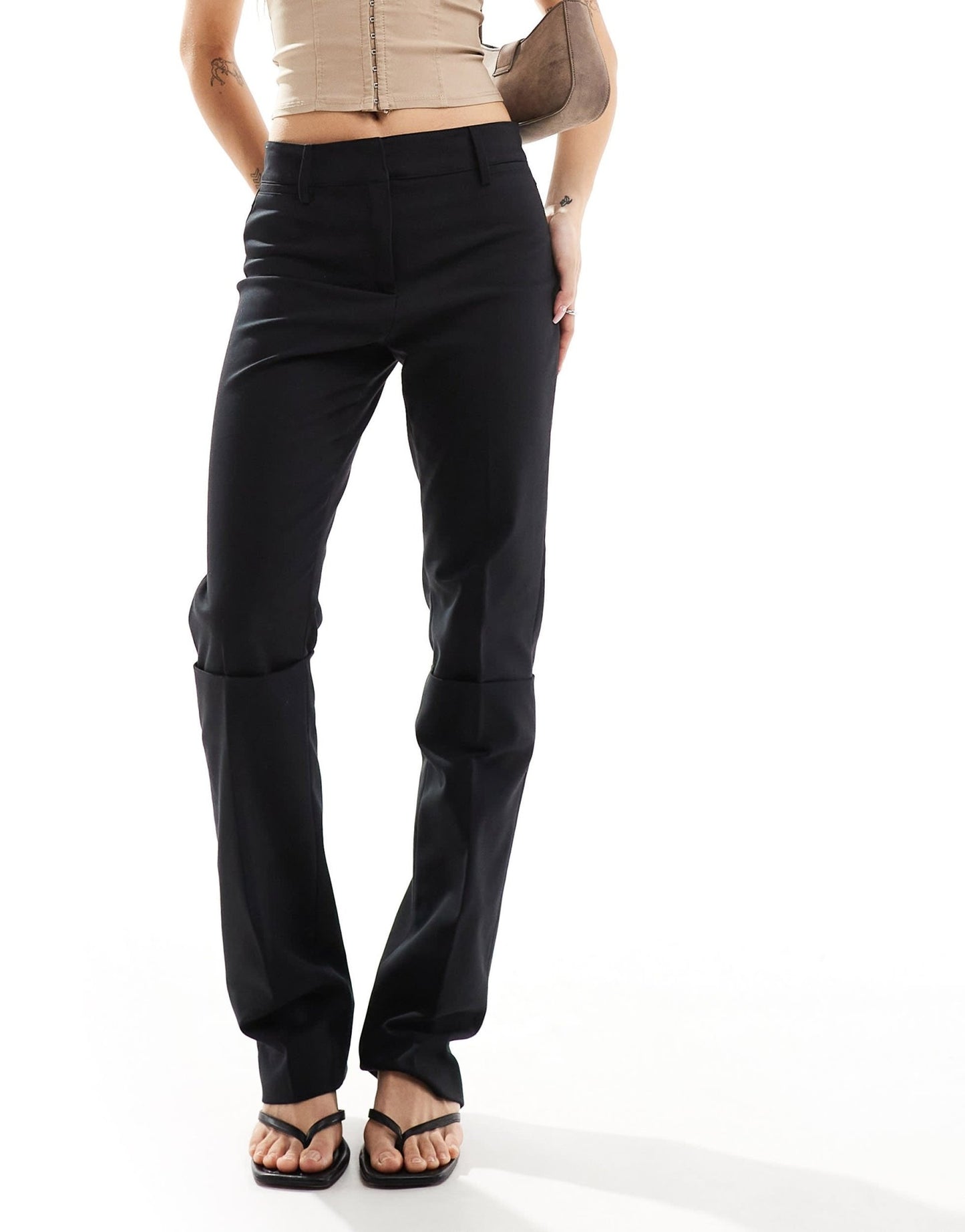 Mango slim longline tailored trousers in black - ASOS Sample Sale EU Store