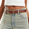Mango square buckle belt in brown