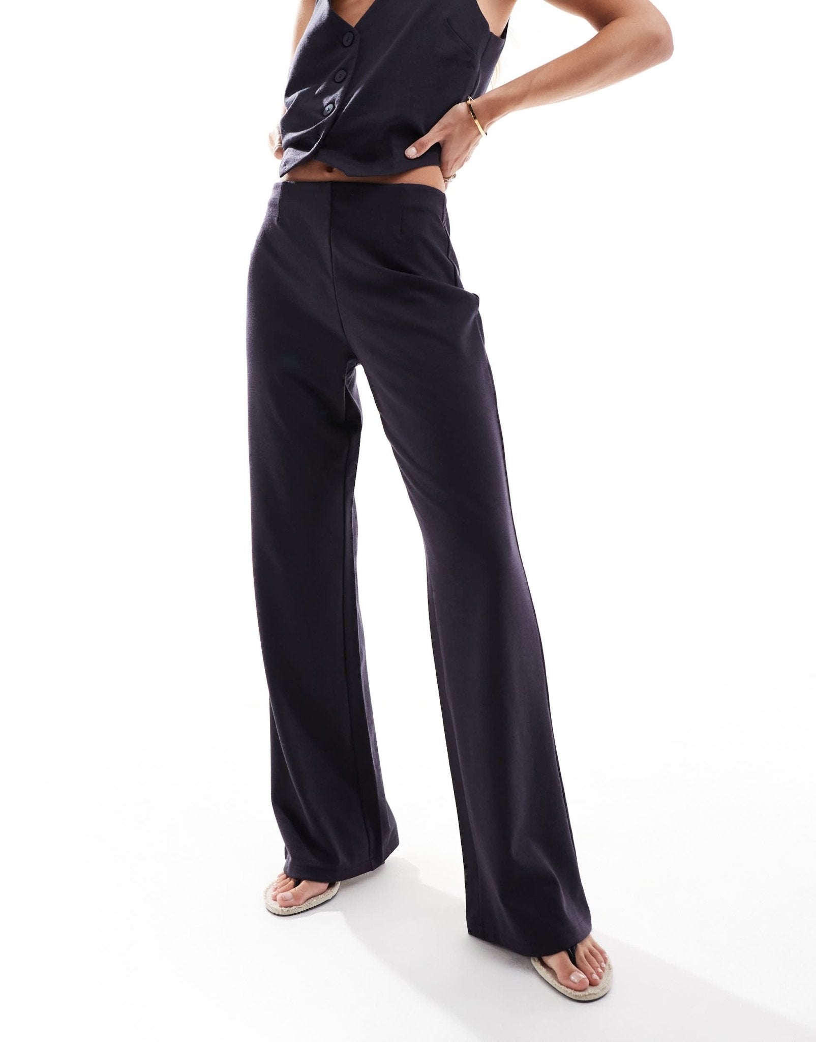 Mango straight leg pull on co - ord trousers in black - ASOS Sample Sale EU Store