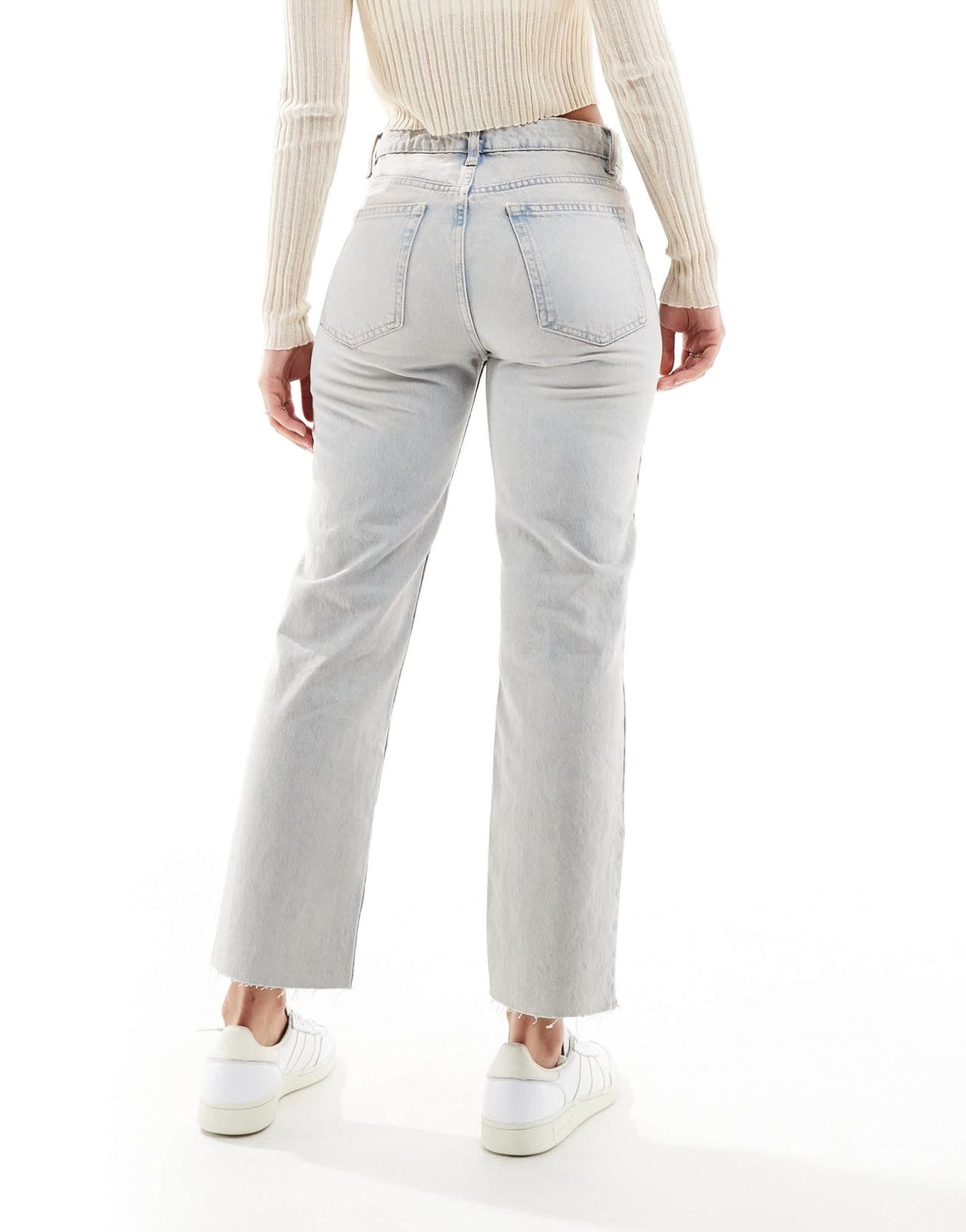 Mango straight leg raw hem jean in light blue - ASOS Sample Sale EU Store