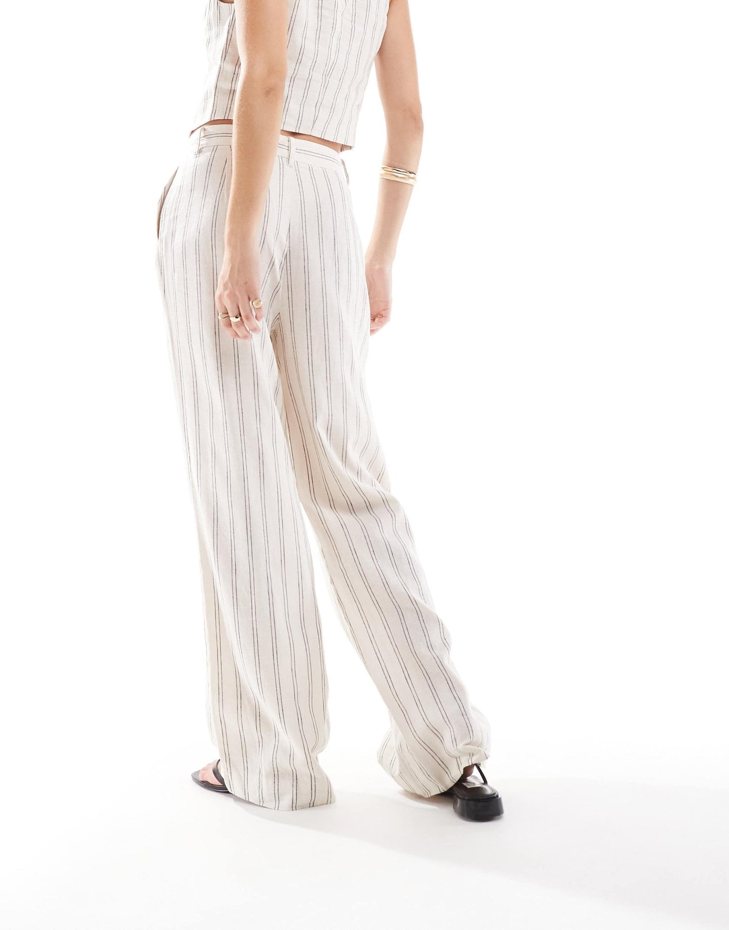 Mango stripe linen mix co - ord trousers in white - ASOS Sample Sale EU Store