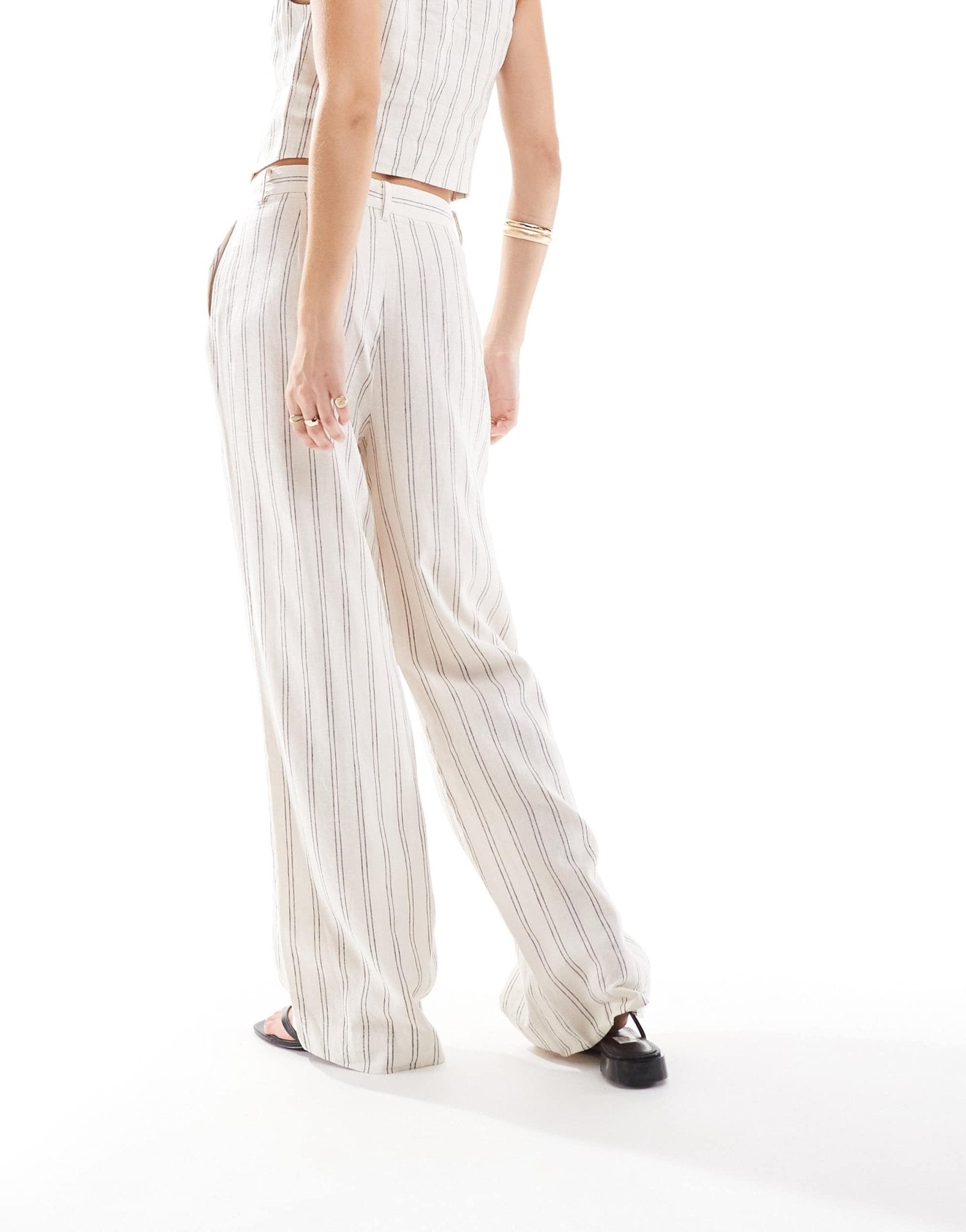 Mango stripe linen mix co - ord trousers in white - ASOS Sample Sale EU Store