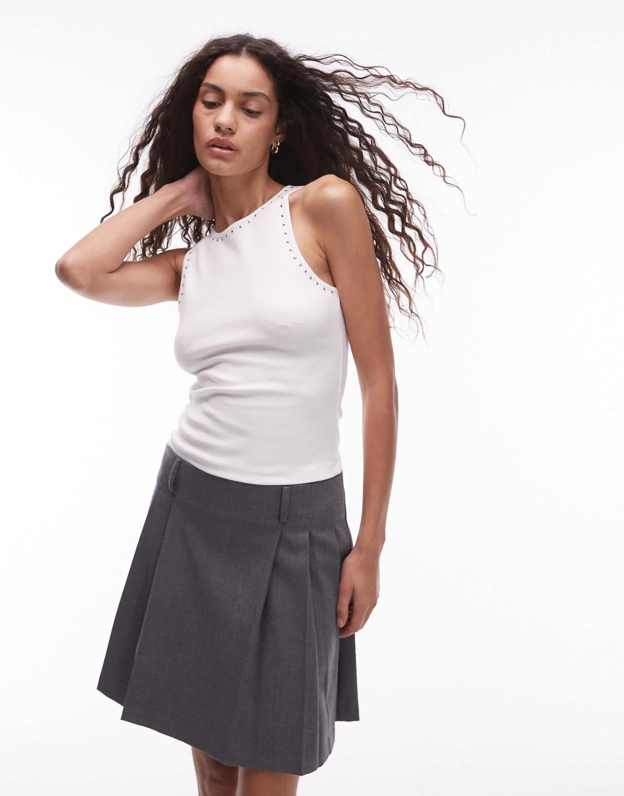 Mango stud edge vest in white - ASOS Sample Sale EU Store