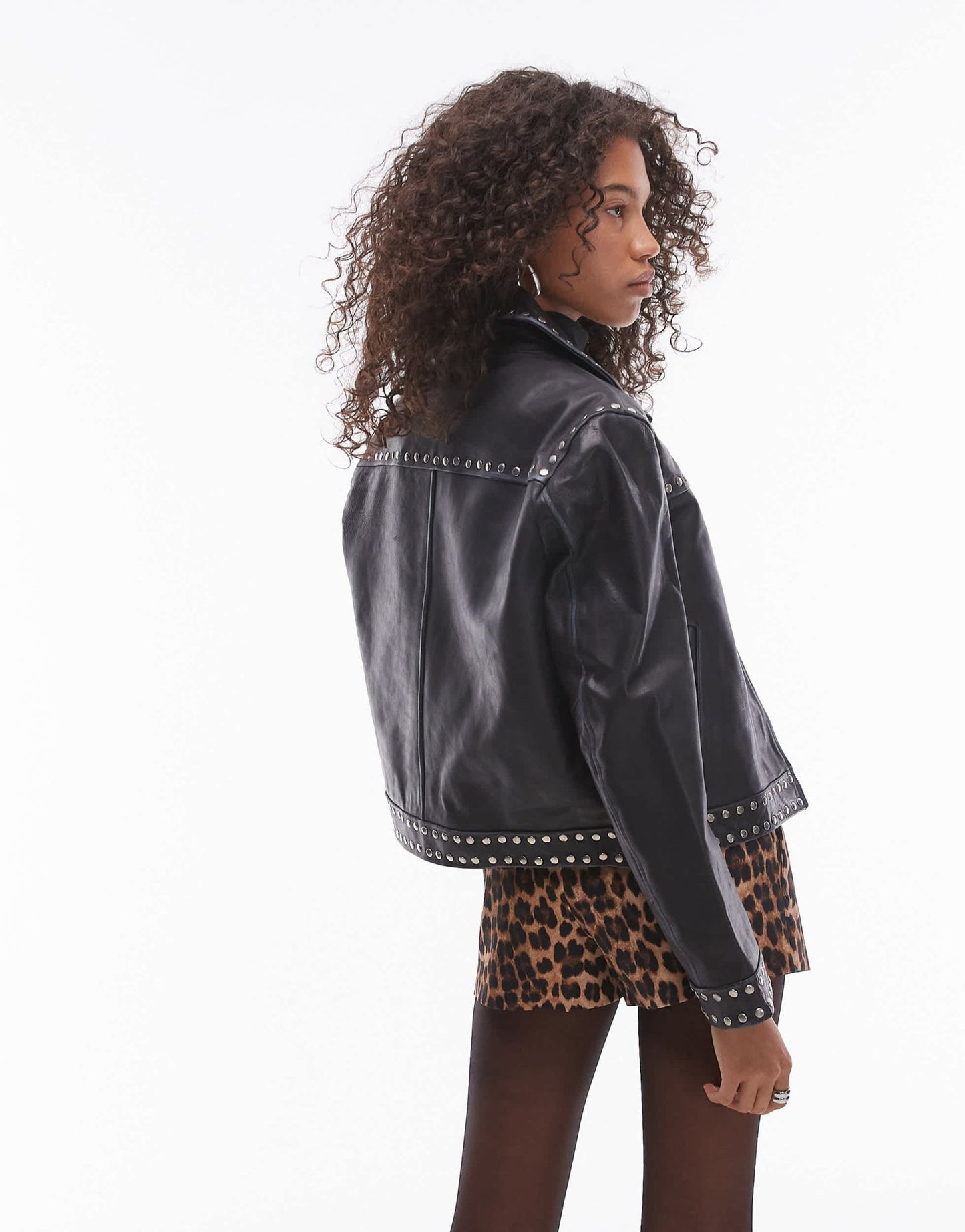Mango studded leather jacket in black - ASOS Sample Sale EU Store