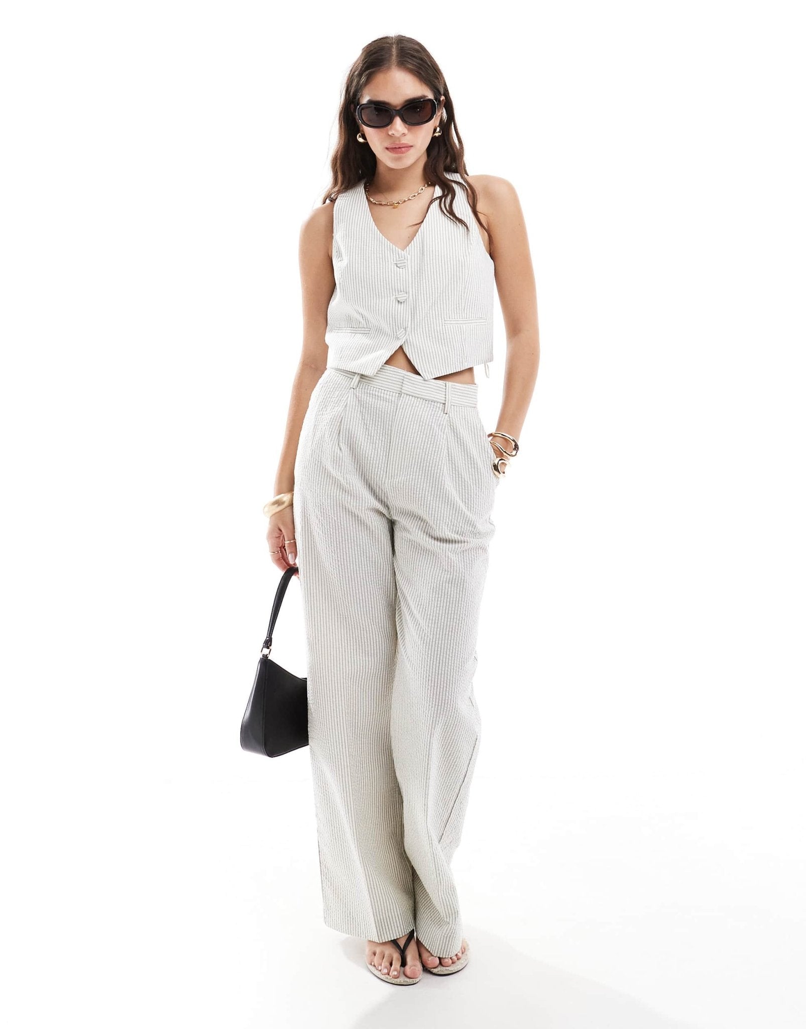 Mango tailored pinstripe co - ord waistcoat in light beige - ASOS Sample Sale EU Store