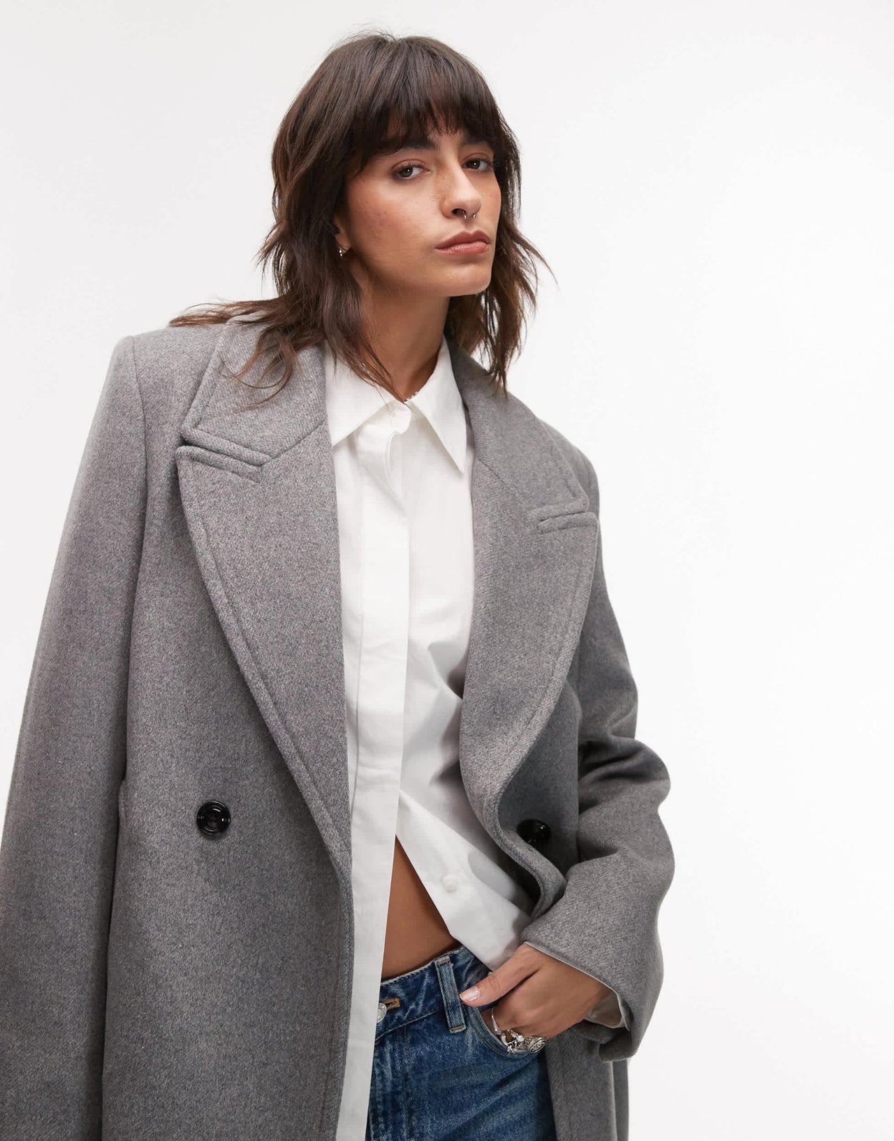 Mango tailored wool mix coat in grey - ASOS Sample Sale EU Store