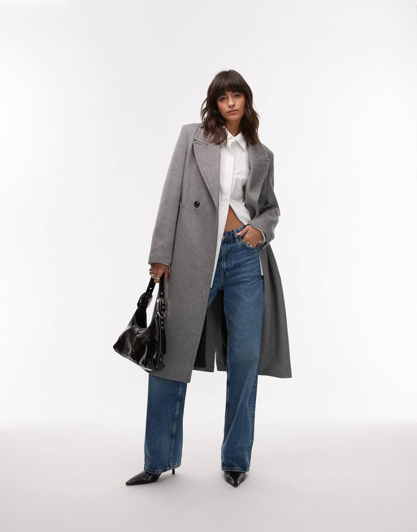 Mango tailored wool mix coat in grey - ASOS Sample Sale EU Store