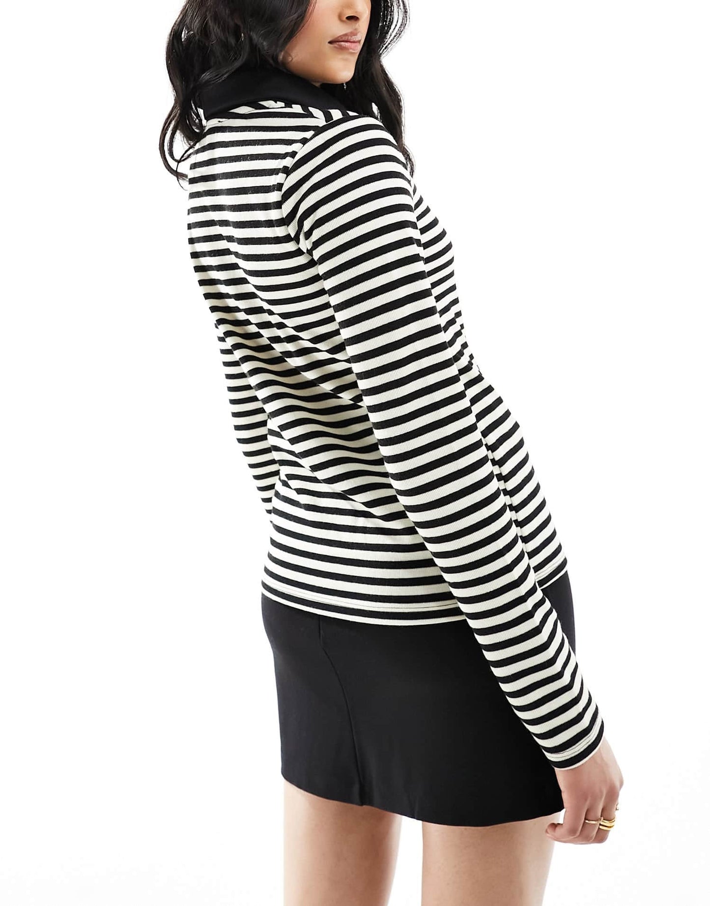 Mango thin stripe polo top in black - ASOS Sample Sale EU Store