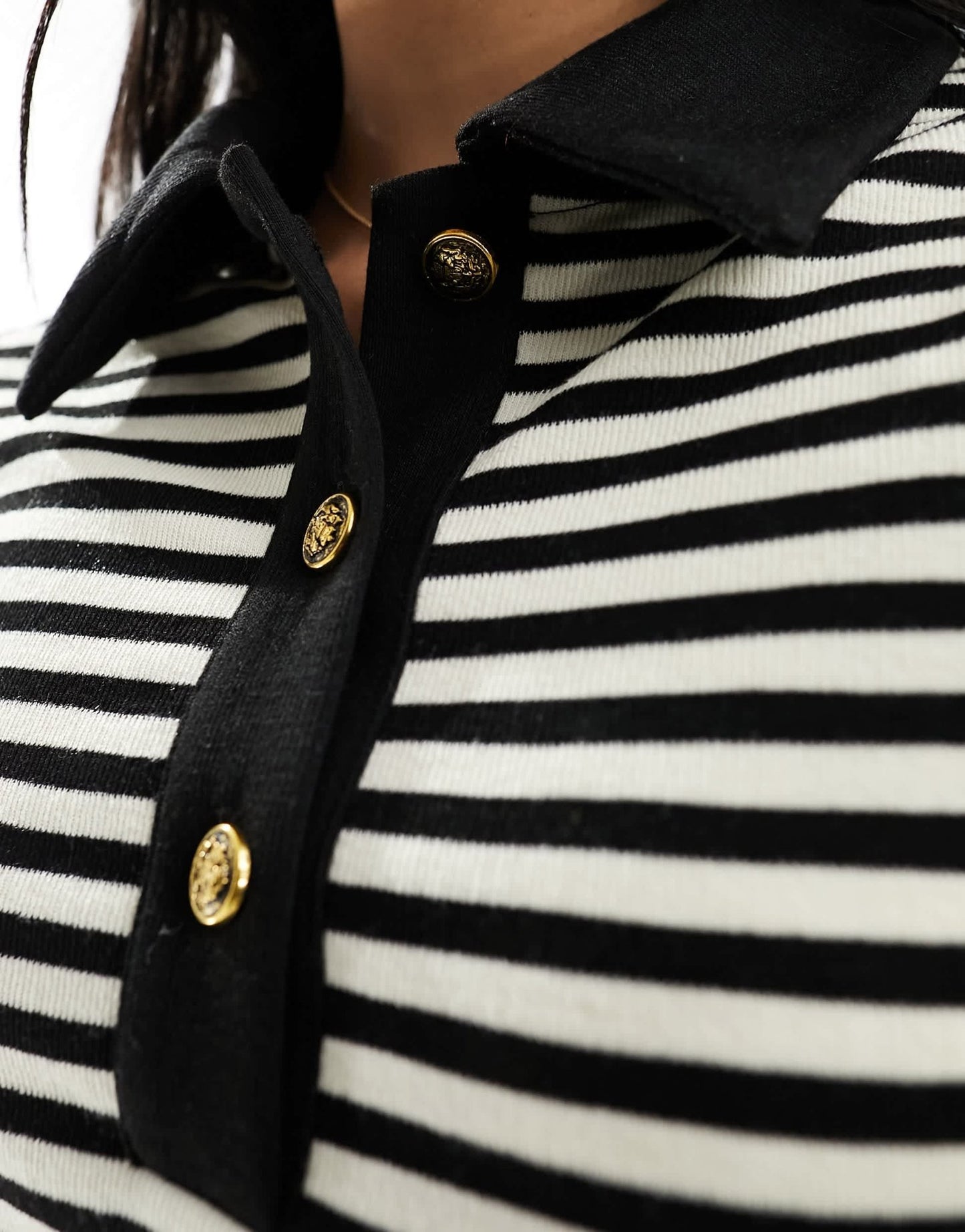 Mango thin stripe polo top in black - ASOS Sample Sale EU Store