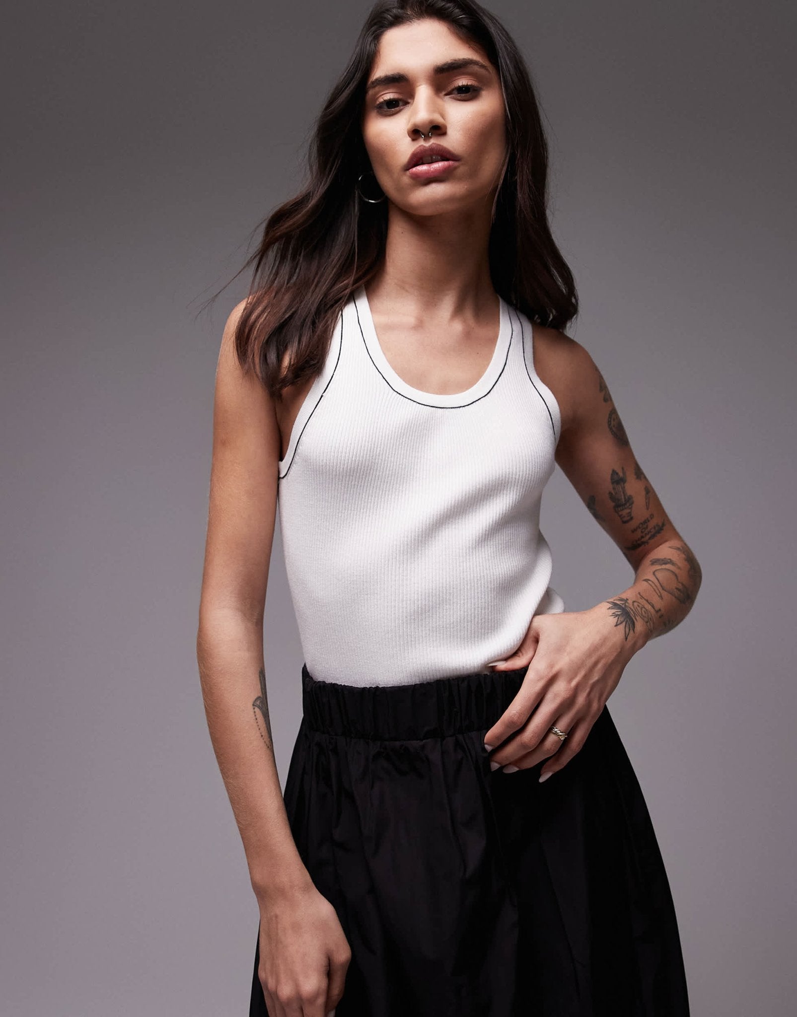 Mango tipped racer vest in white - ASOS Sample Sale EU Store