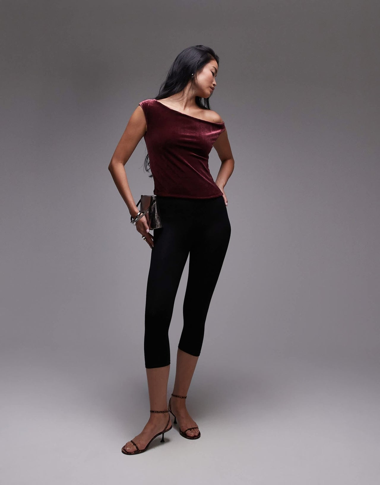 Mango velvet off shoulder top in dark red - ASOS Sample Sale EU Store