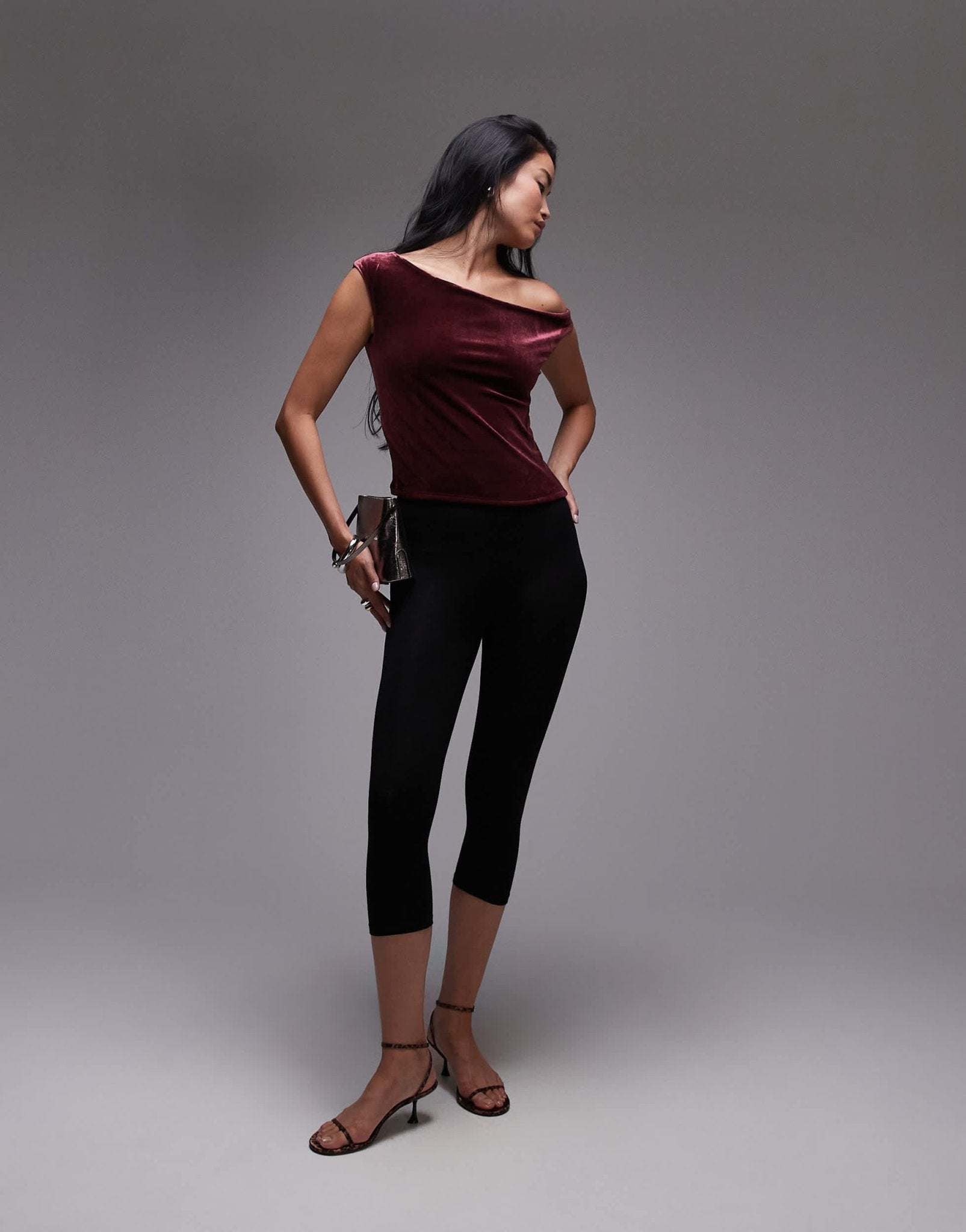 Mango velvet off shoulder top in dark red - ASOS Sample Sale EU Store