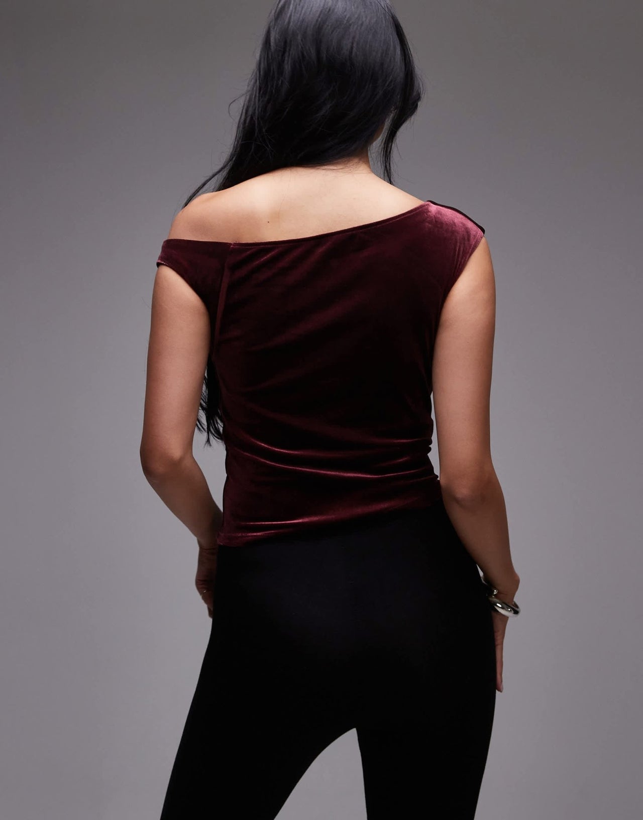 Mango velvet off shoulder top in dark red - ASOS Sample Sale EU Store