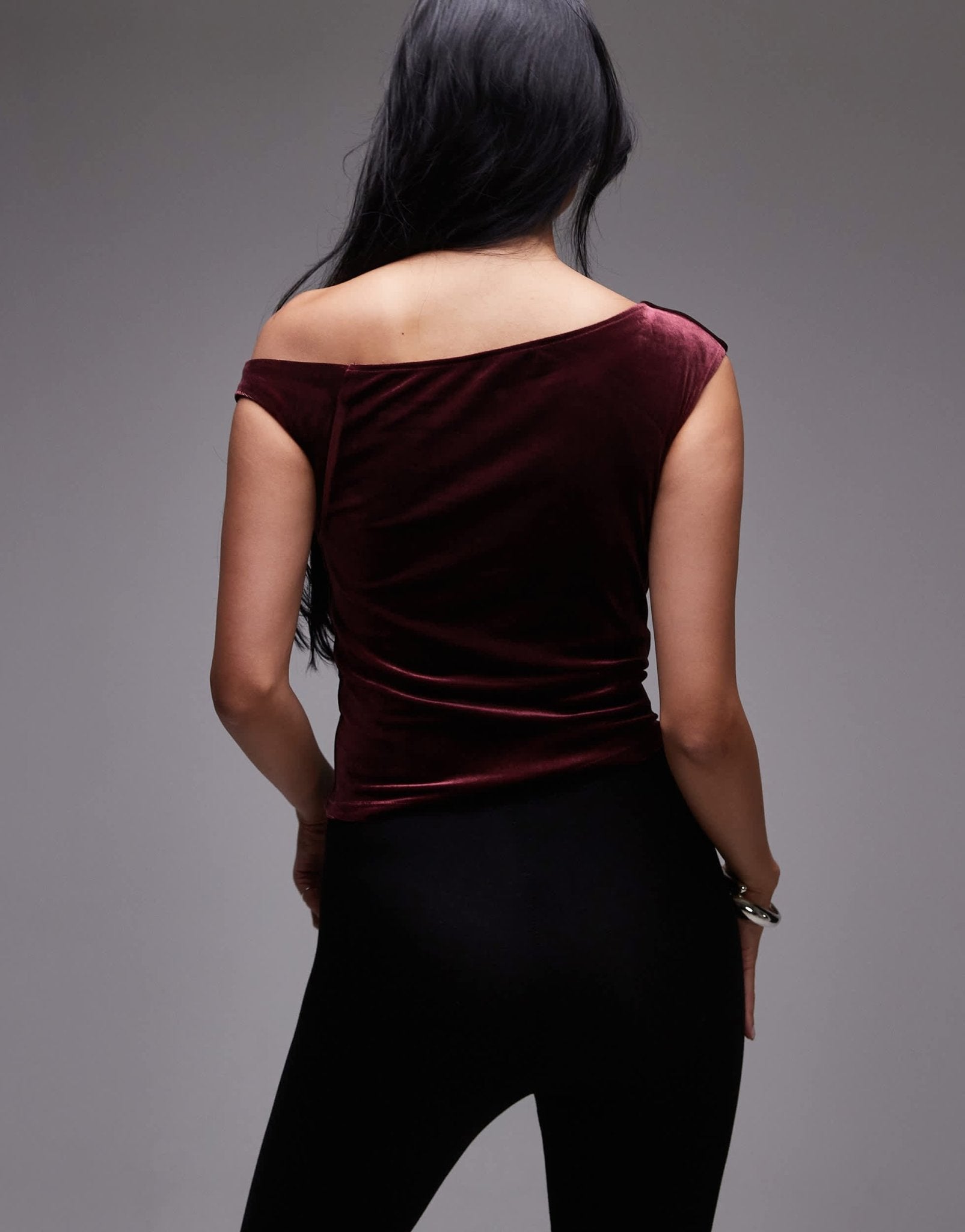 Mango velvet off shoulder top in dark red - ASOS Sample Sale EU Store