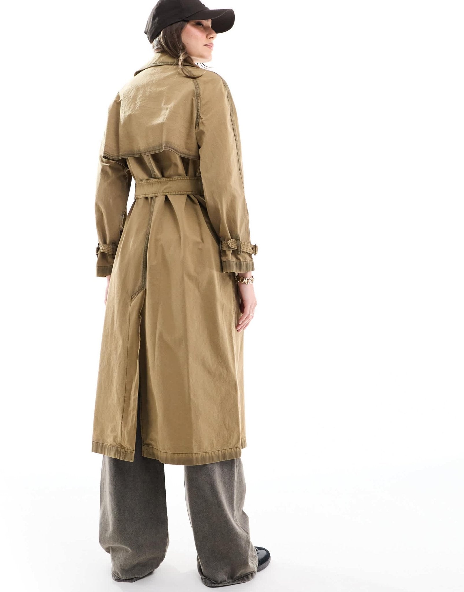 Mango washed trench coat in dark brown - ASOS Sample Sale EU Store