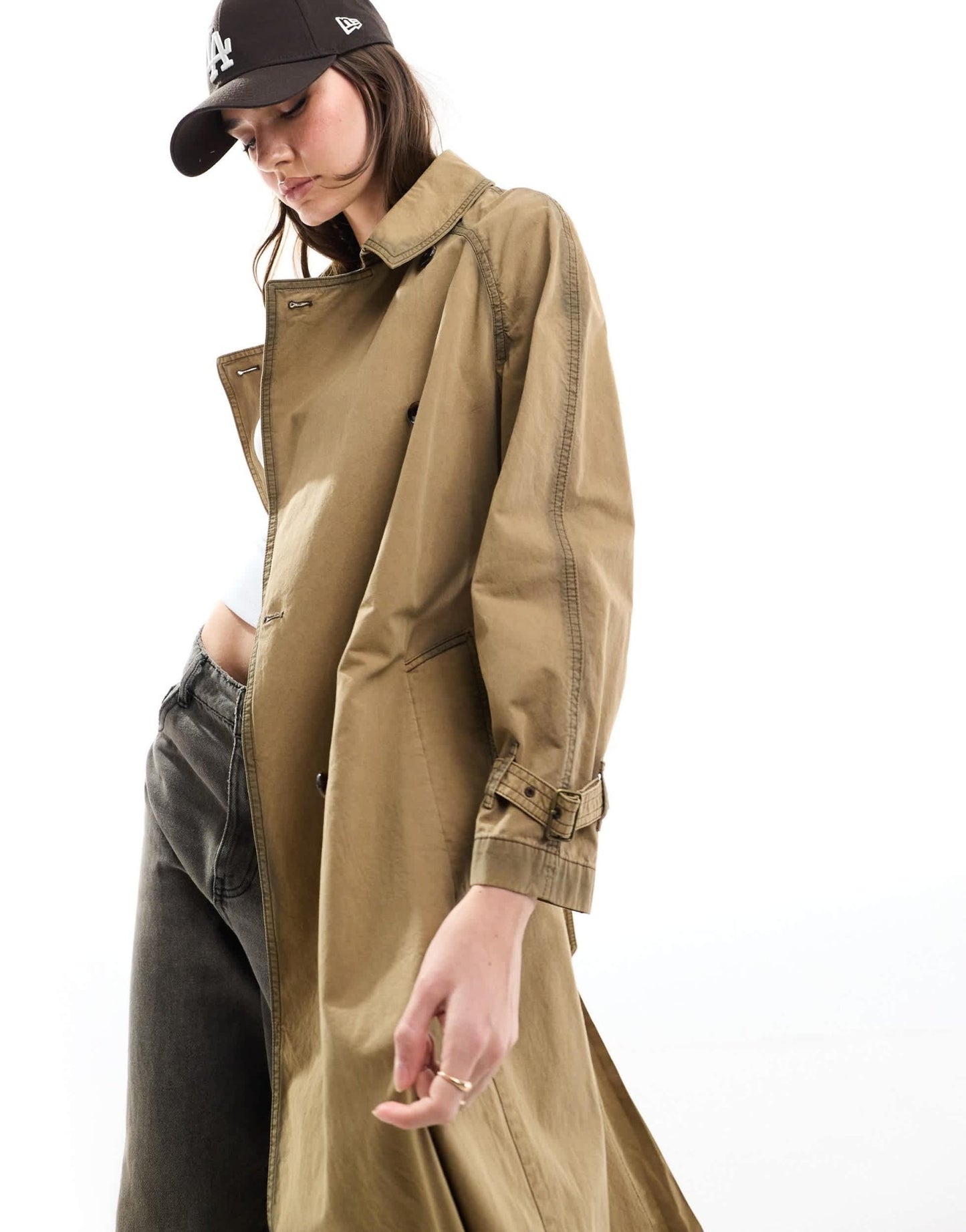 Mango washed trench coat in dark brown - ASOS Sample Sale EU Store