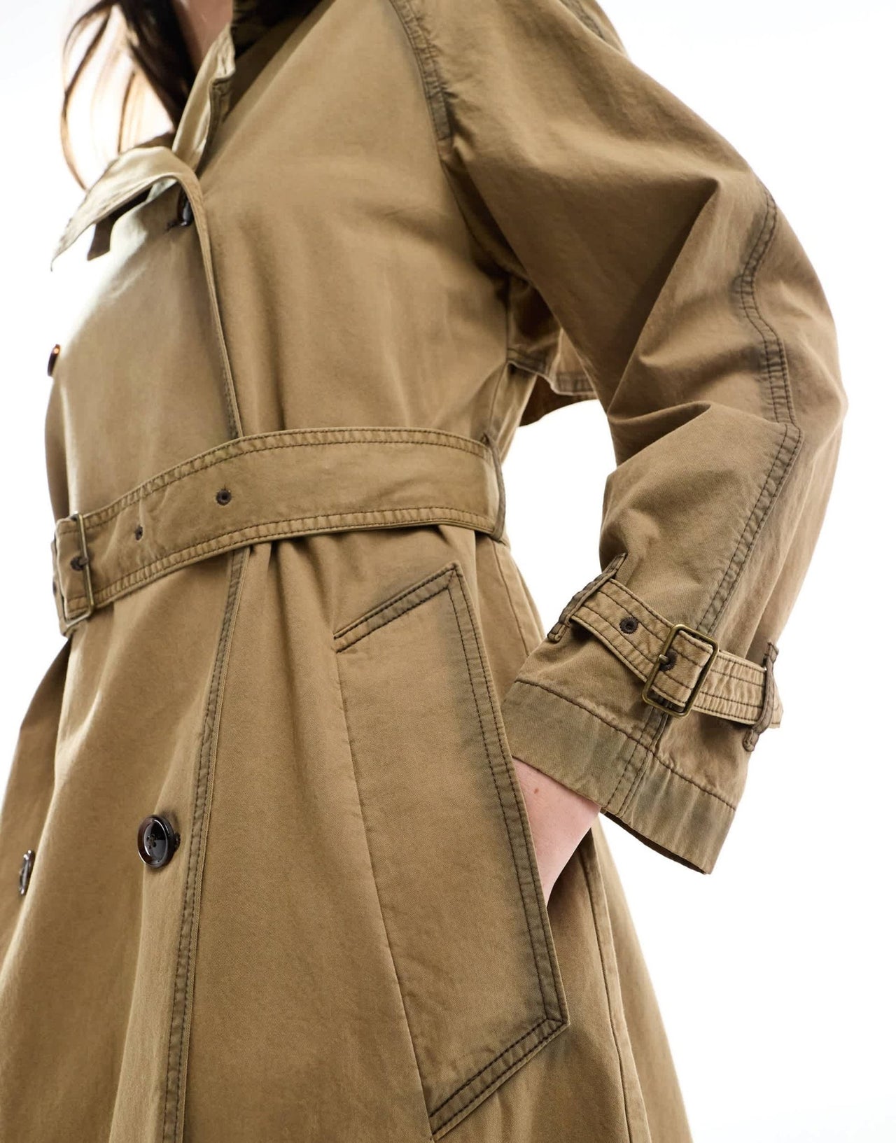 Mango washed trench coat in dark brown - ASOS Sample Sale EU Store