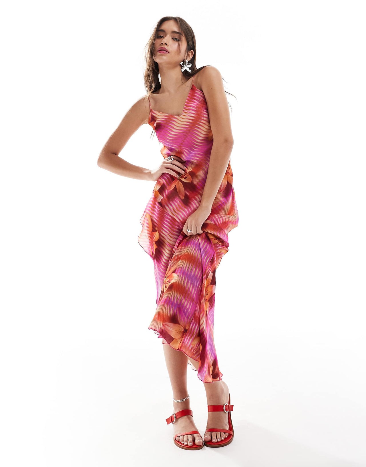 Mango X Siedres flower print midi cami dress in pink - ASOS Sample Sale EU Store