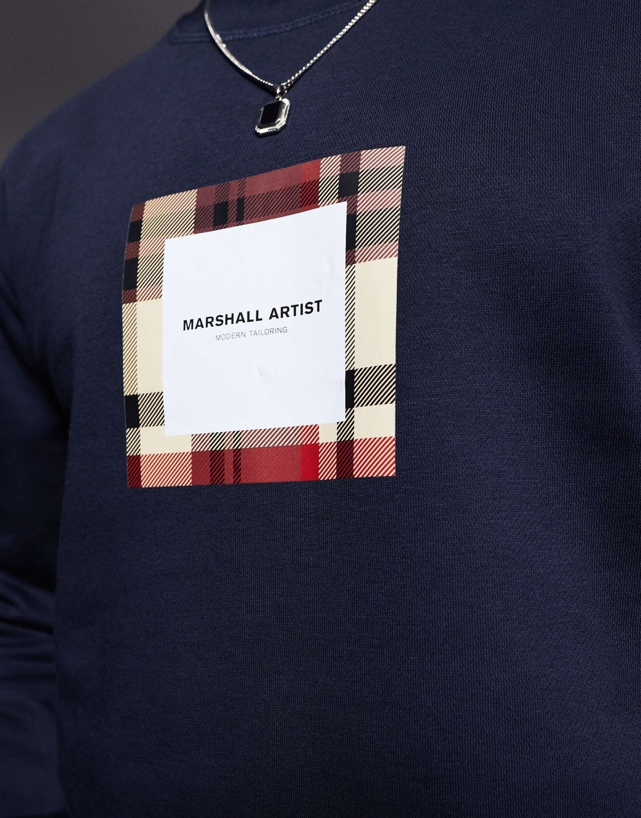Marshall Artist house check box logo sweatshirt in navy - ASOS Sample Sale EU Store