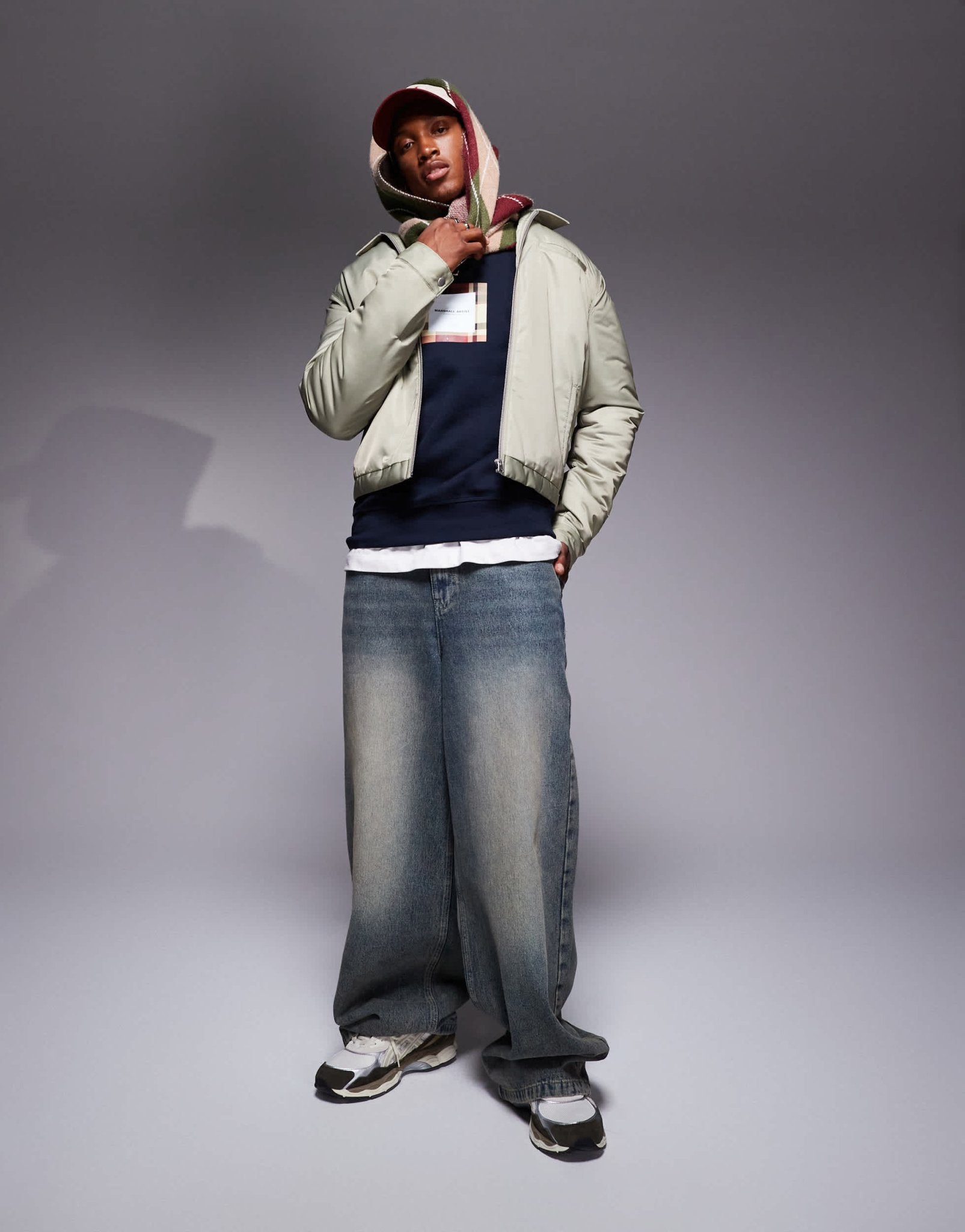Marshall Artist house check box logo sweatshirt in navy - ASOS Sample Sale EU Store
