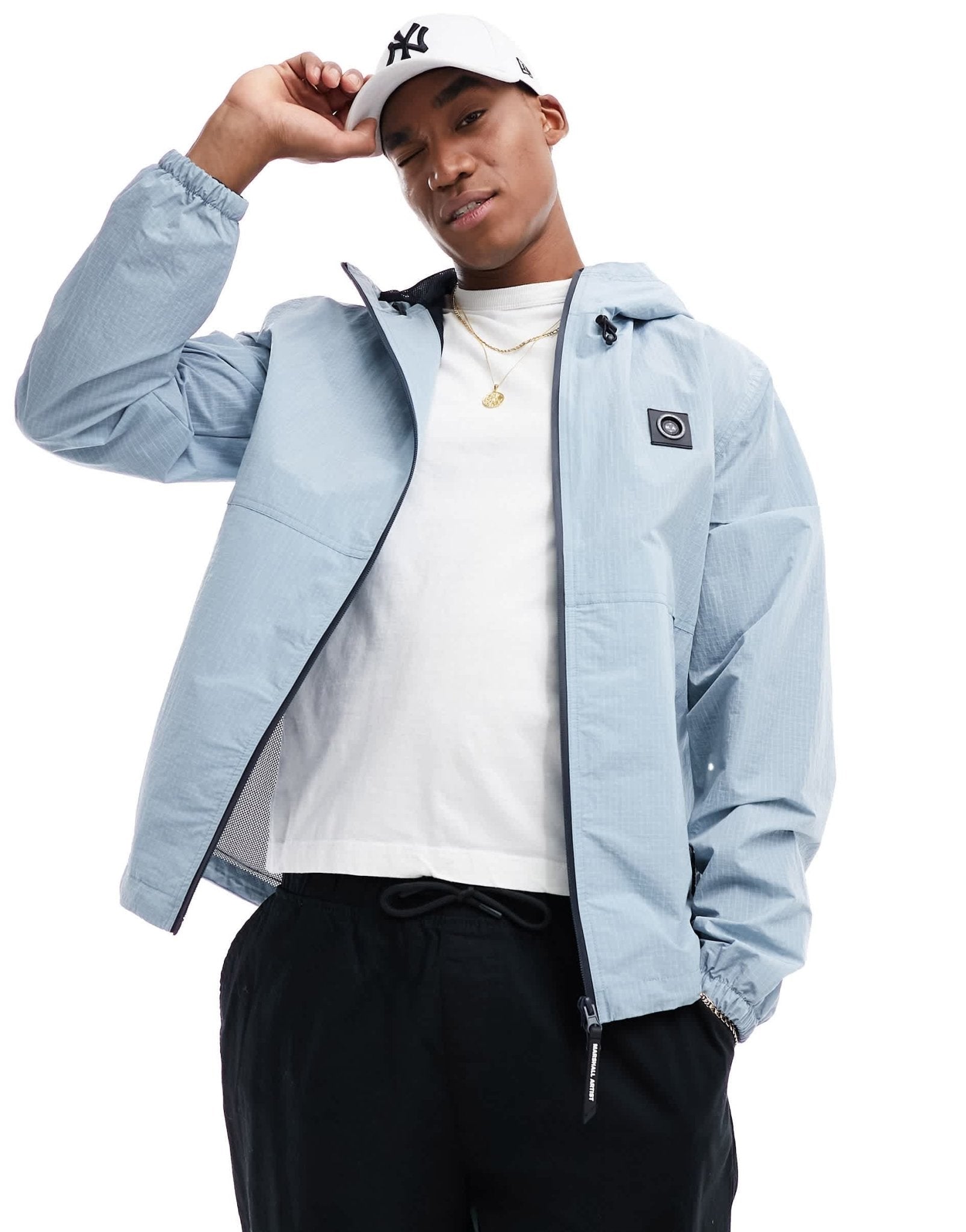 Marshall Artist nylon ripstock rain coat in light blue - ASOS Sample Sale EU Store