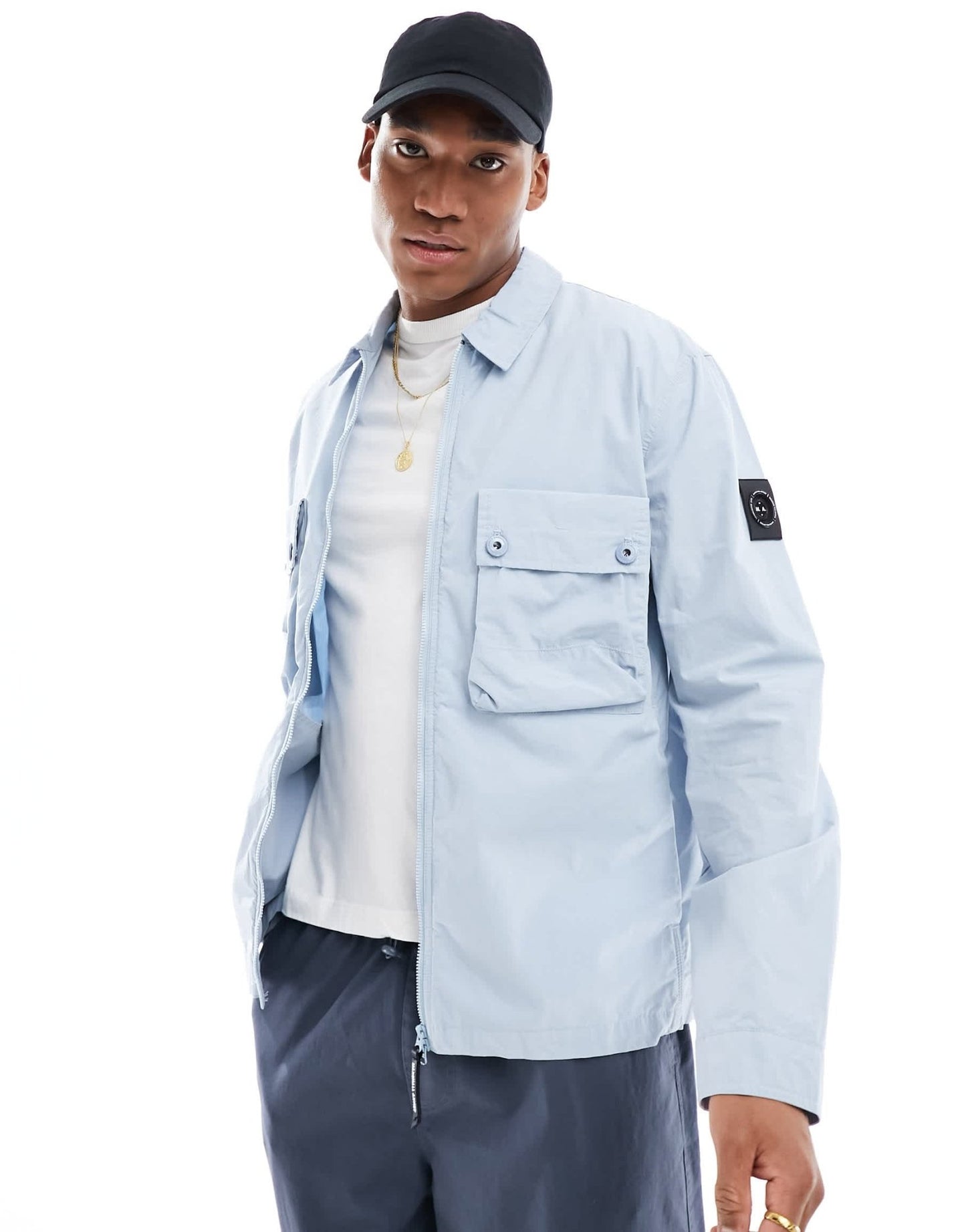 Marshall Artist overshirt in washed parachute cotton in light blue - ASOS Sample Sale EU Store